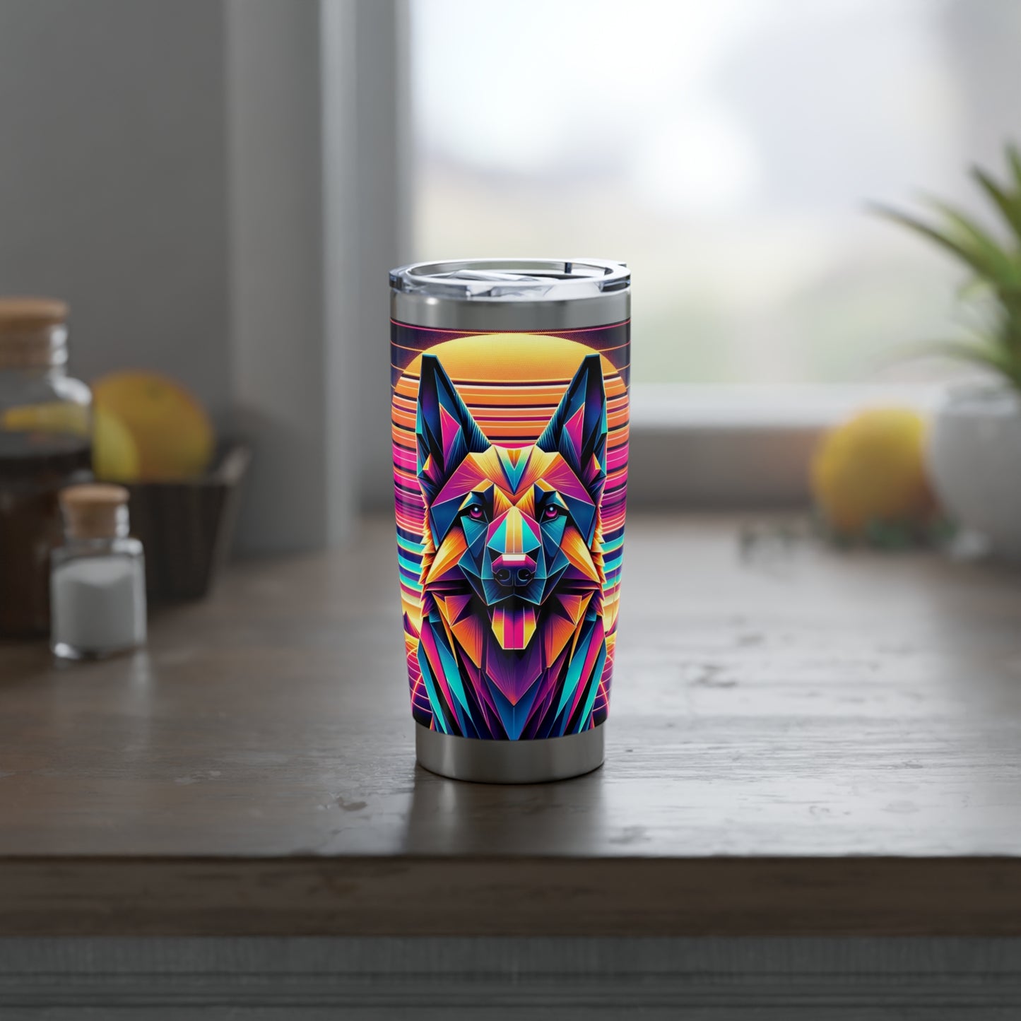 Origami and polyart German Shepherd 20oz Tumbler
