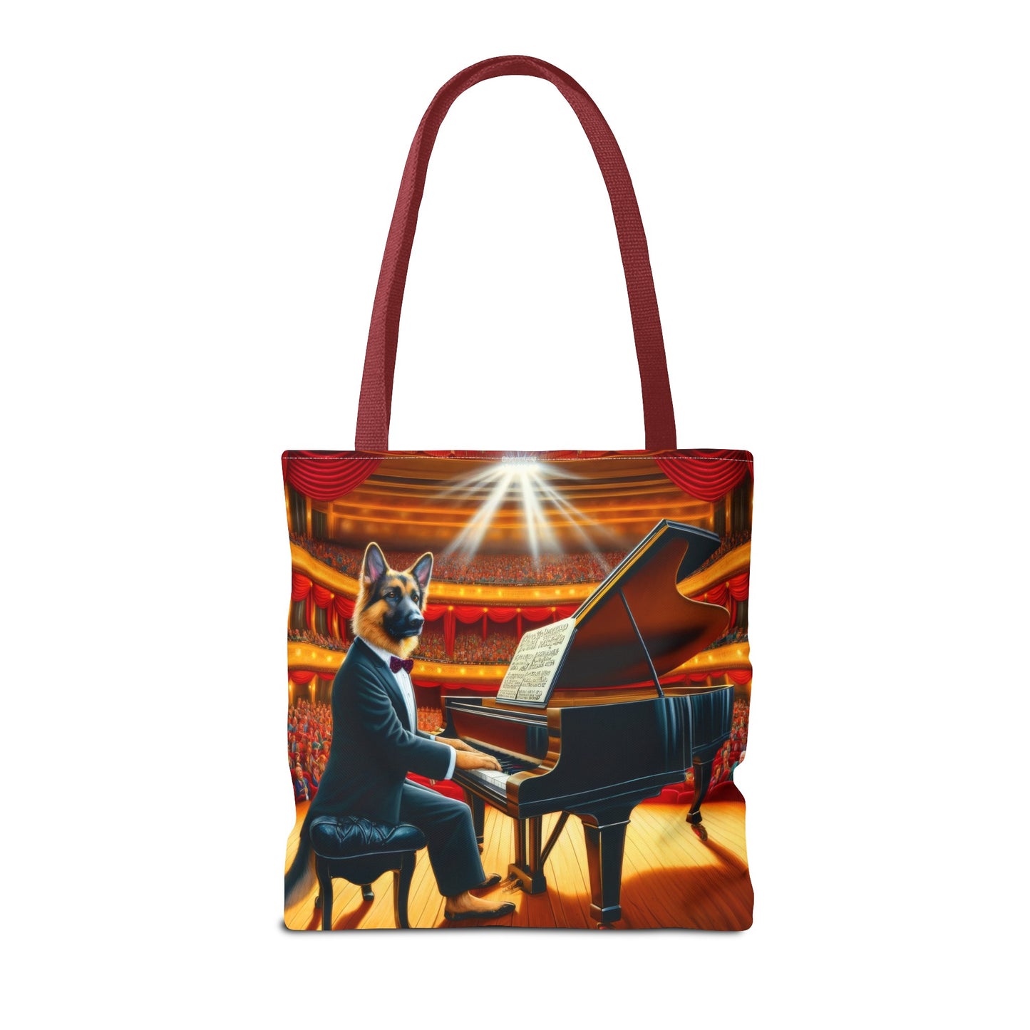 German Shepherd Playing the Piano Tote Bag