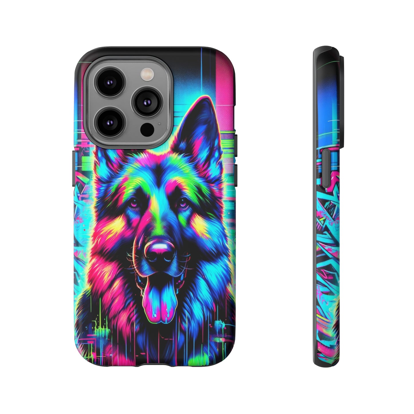 Neon graffiti German Shepherd Phone Case