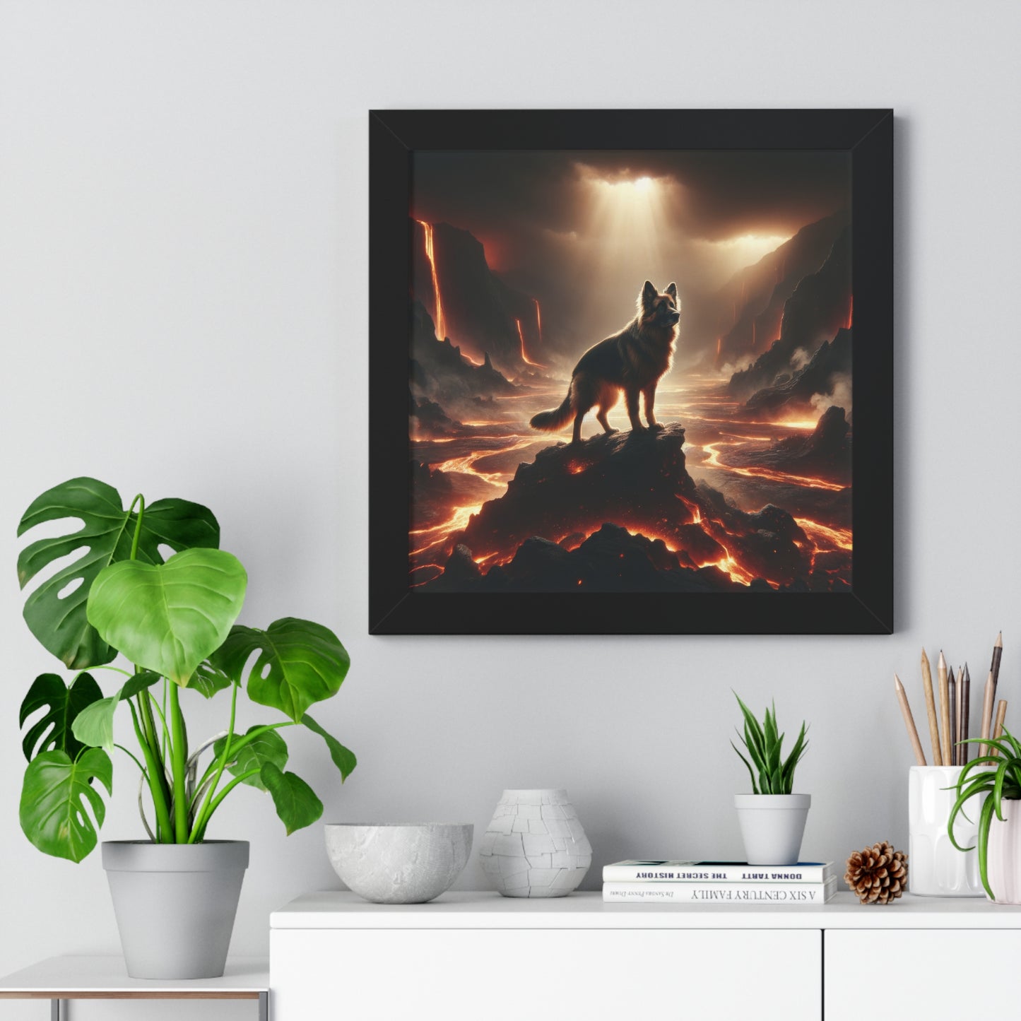 Concept art German Shepherd Framed Poster Painting 16x16