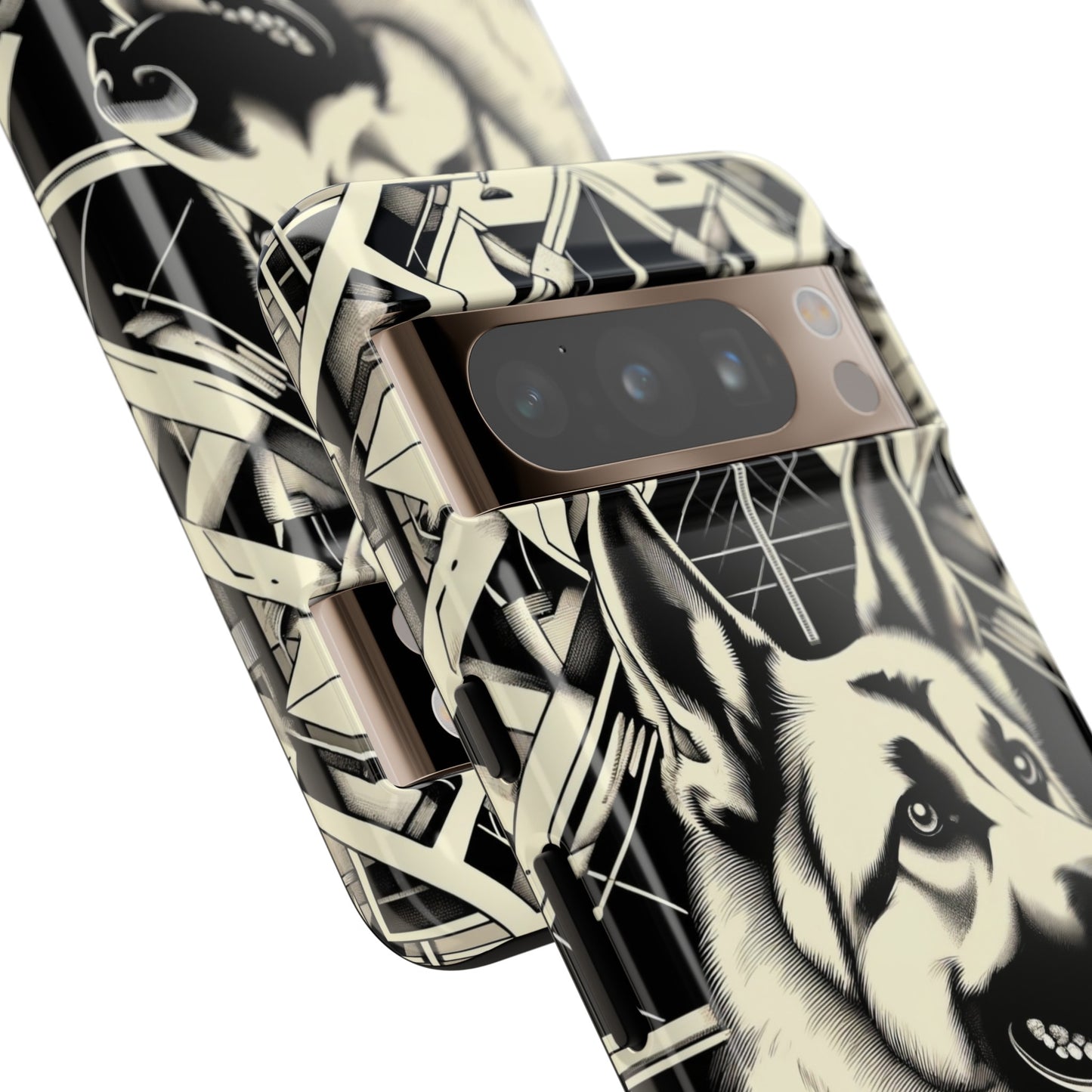 Constructivism and etching style German Shepherd Phone Case