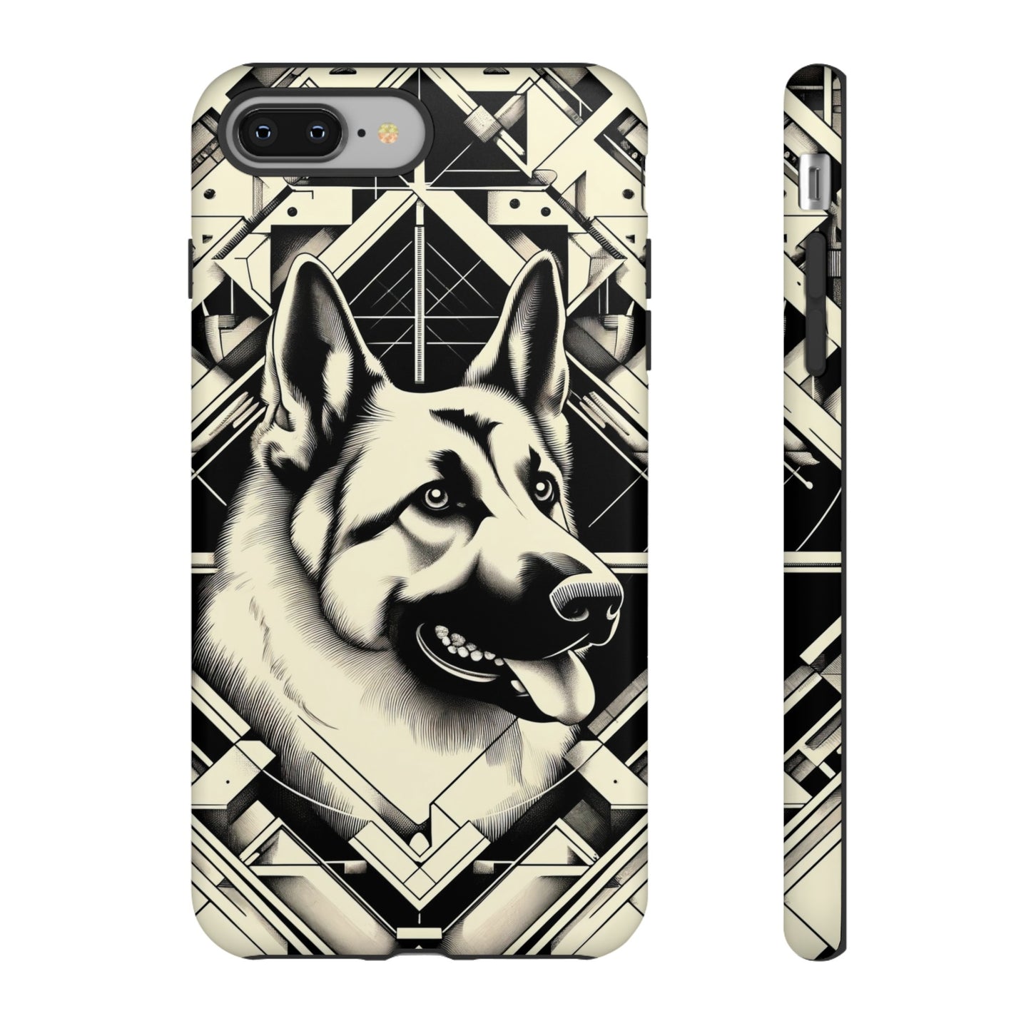 Constructivism and etching style German Shepherd Phone Case