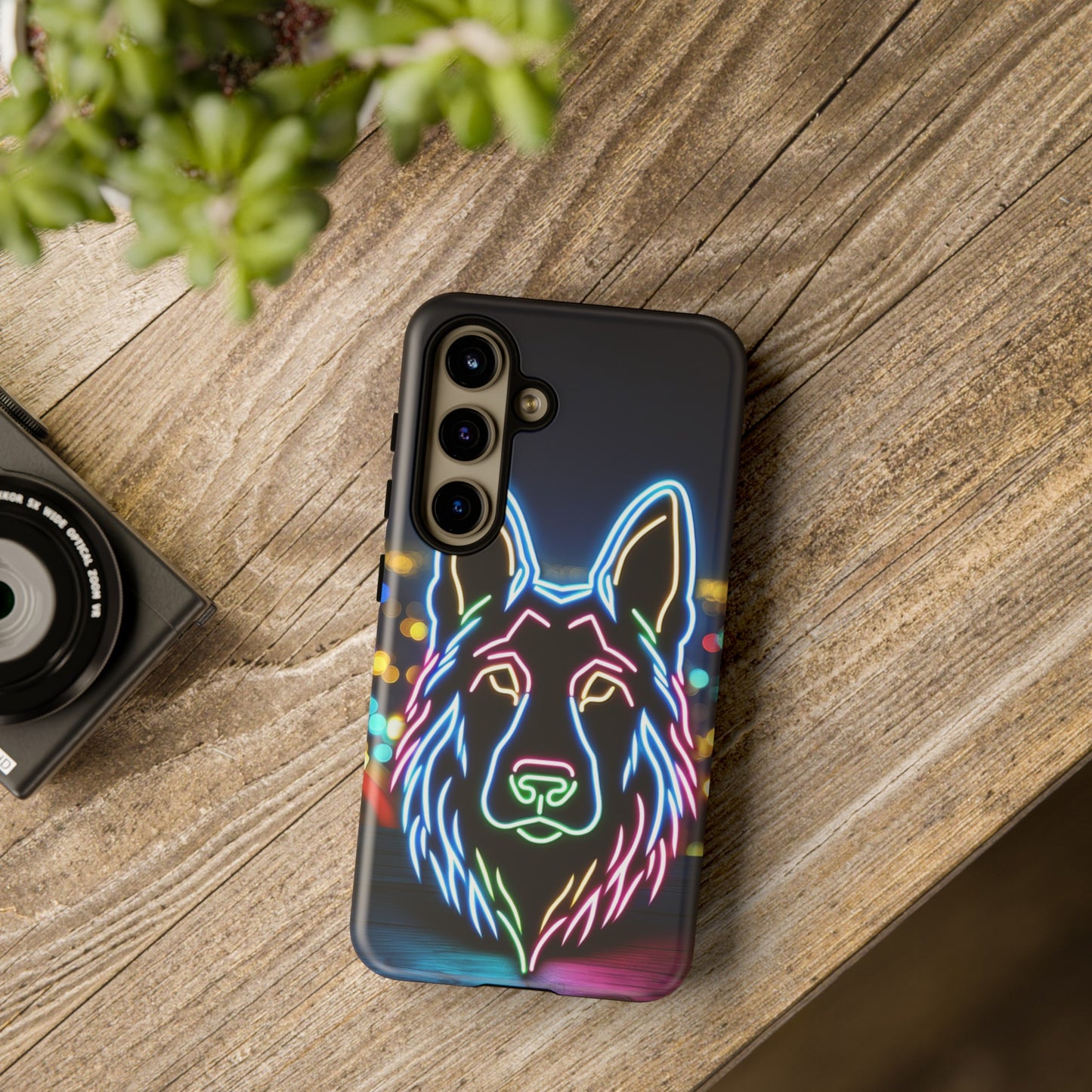 German Shepherd Neon Light Phone Case