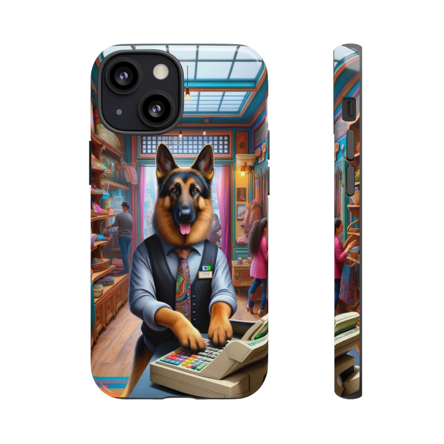 German Shepherd Operating a Cash Register Phone Case