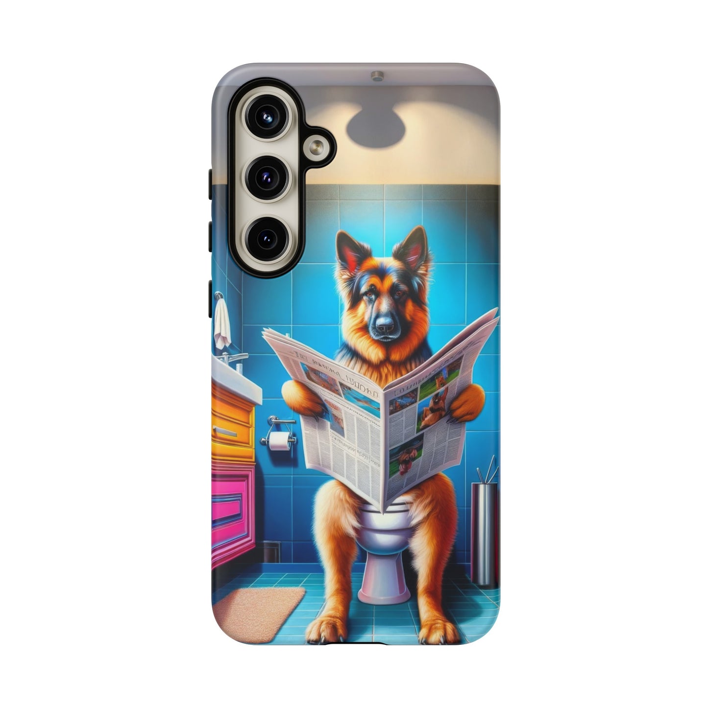 German Shepherd using a toilet Phone Case