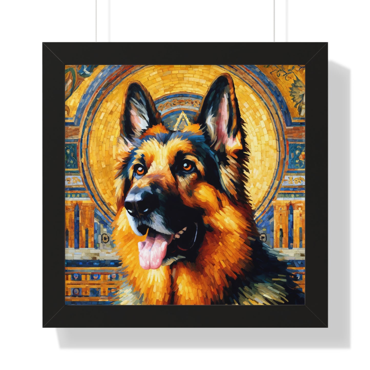 Neo-impressionist German Shepherd Framed Poster Painting 16x16