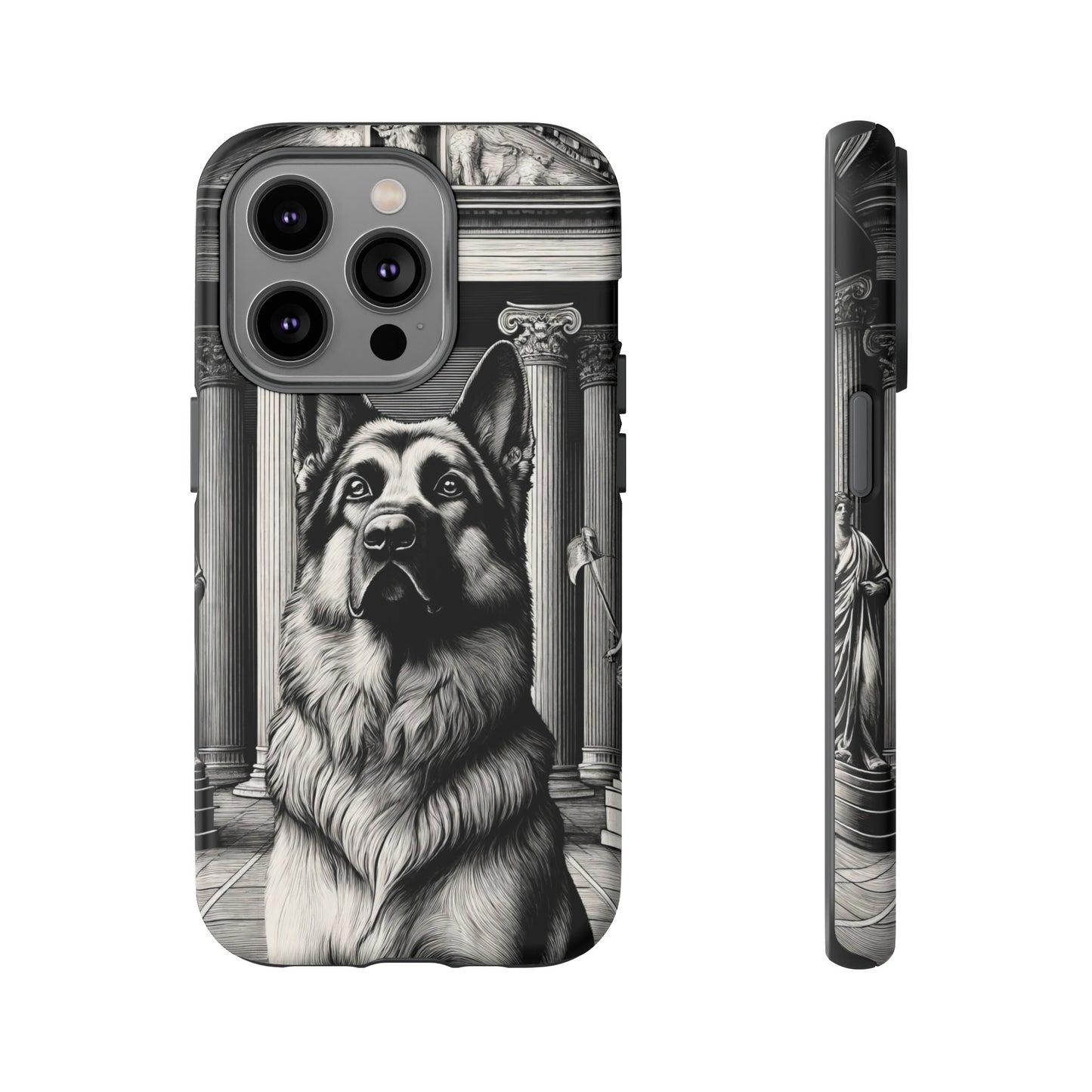 Etching and greco-roman German Shepherd Phone Case