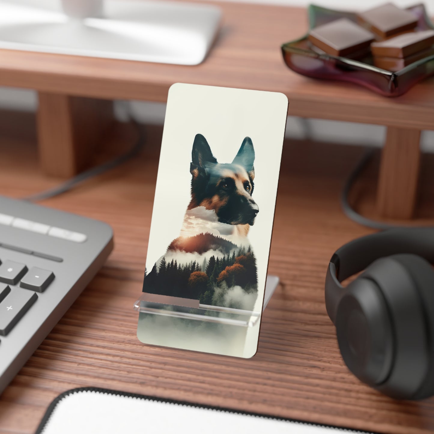 Romanticism and double exposure German Shepherd Smartphone Stand