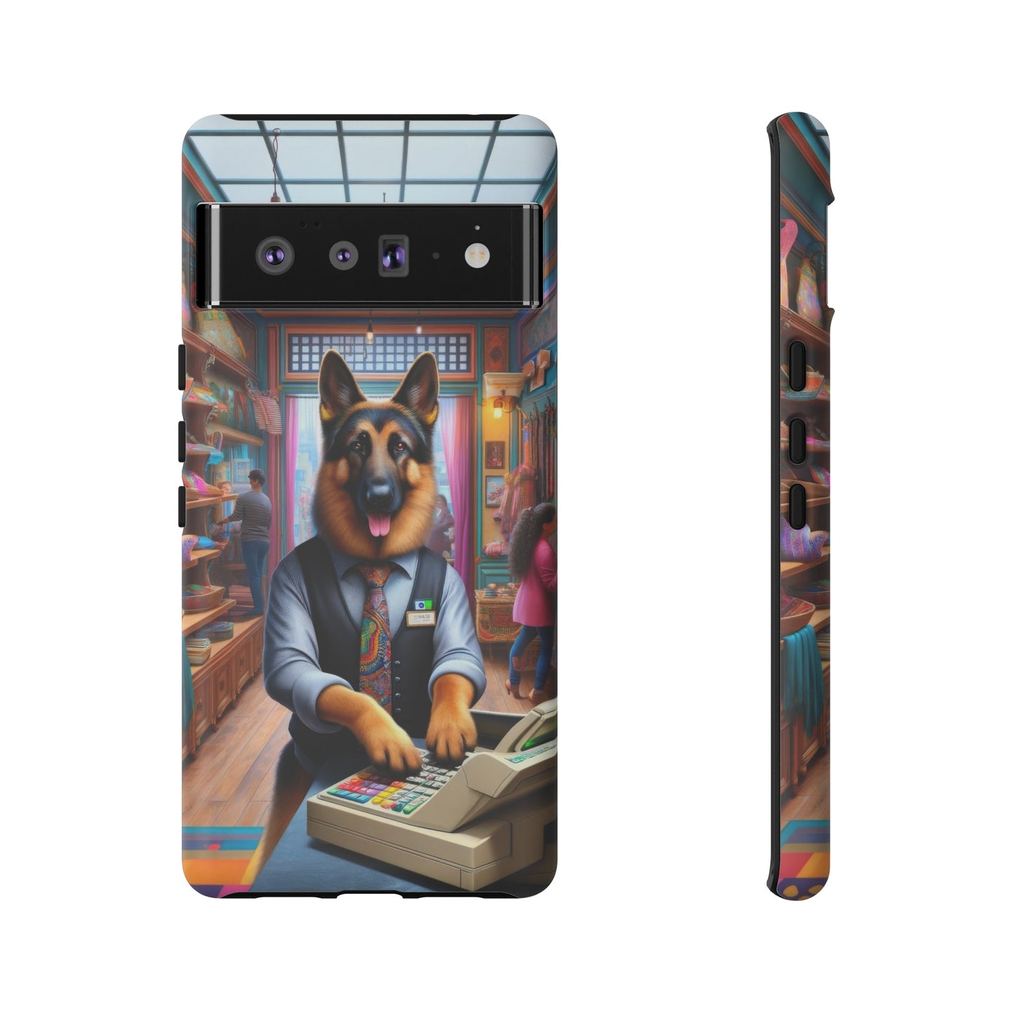 German Shepherd Operating a Cash Register Phone Case