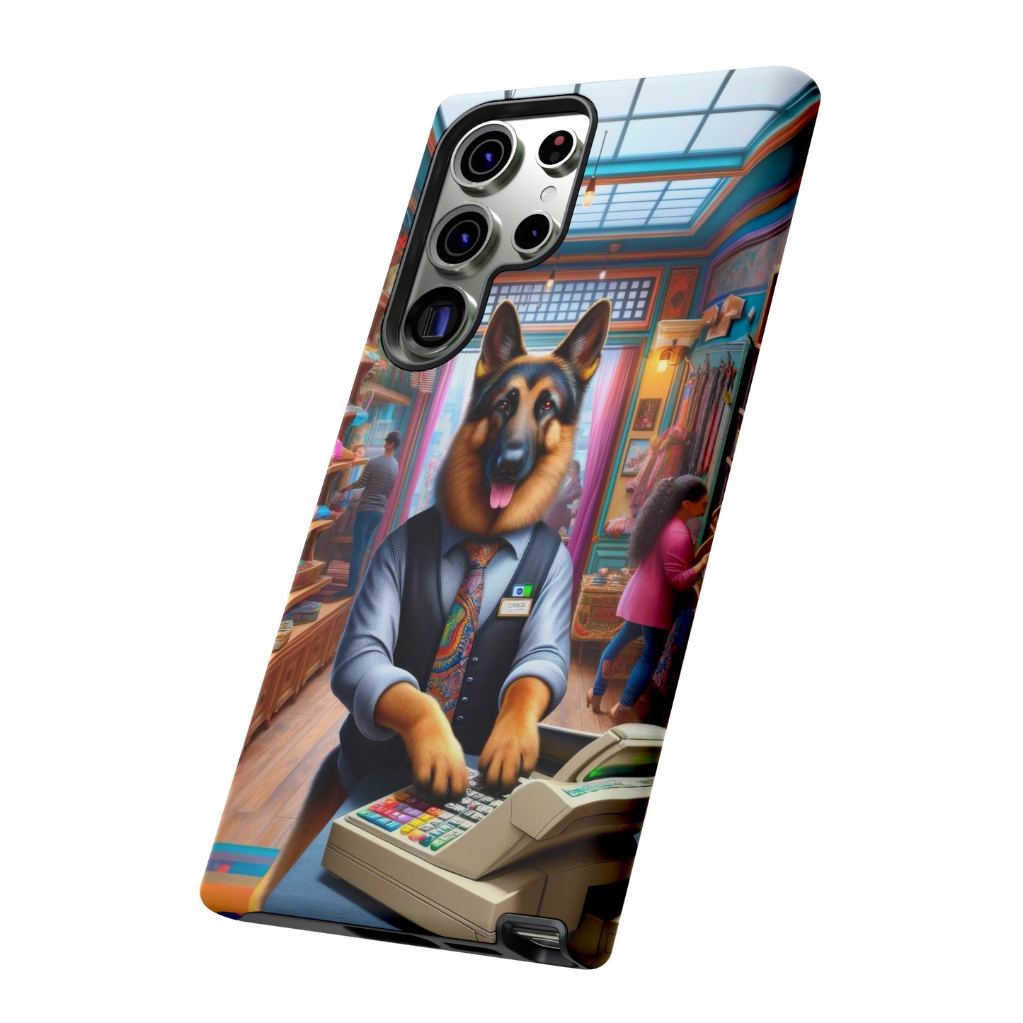 German Shepherd Operating a Cash Register Phone Case
