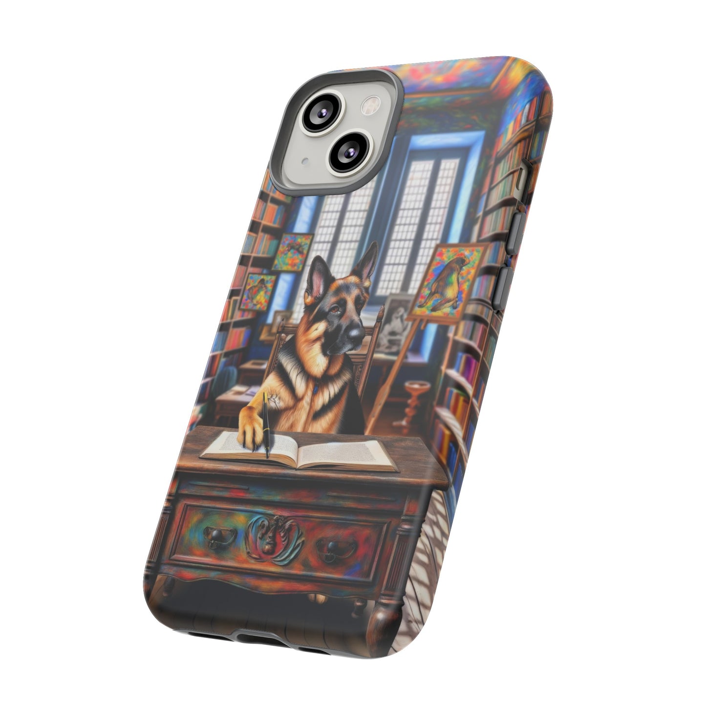 German Shepherd Writing a Book Phone Case