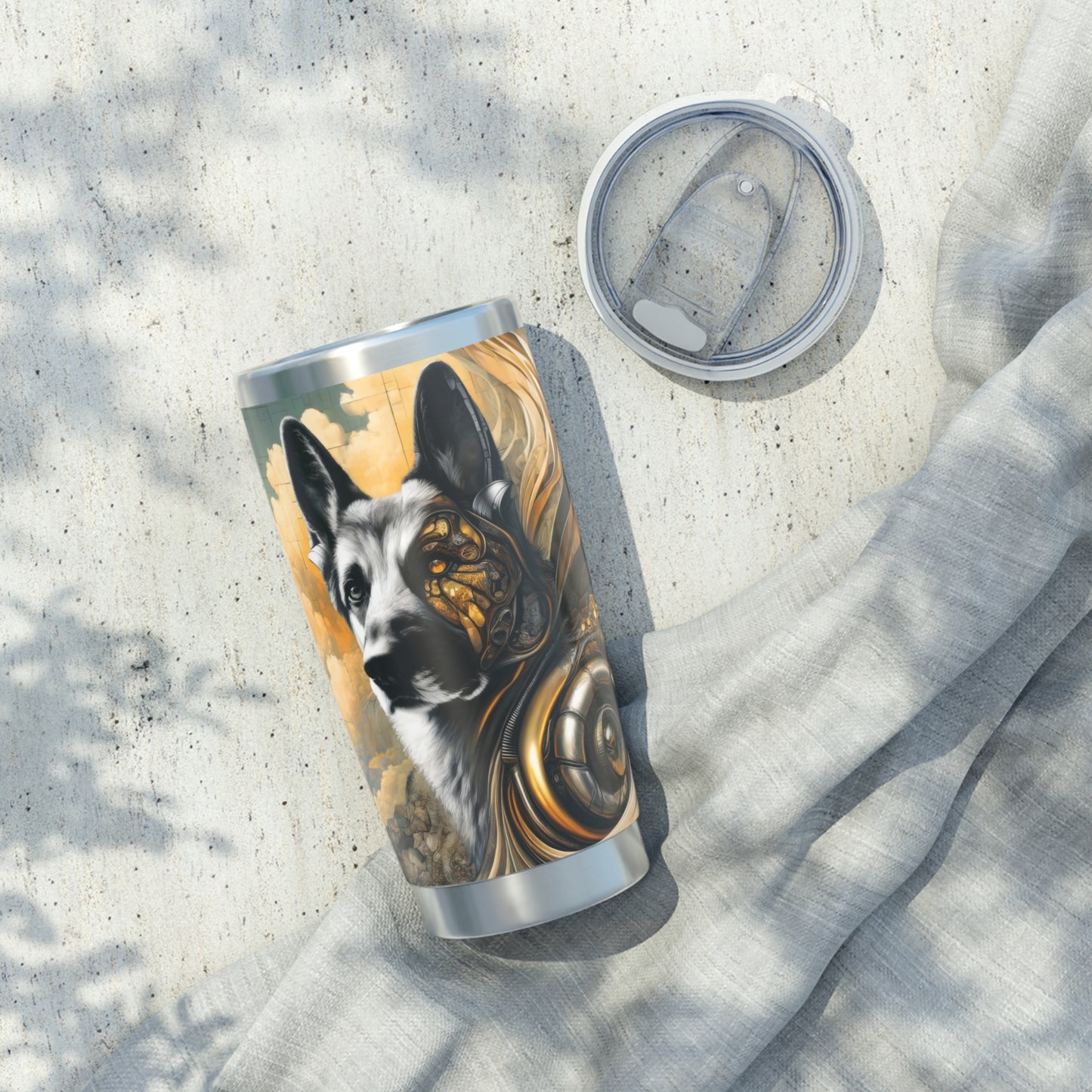 Byzantine, charcoal, and cybernetic German Shepherd 20oz Tumbler