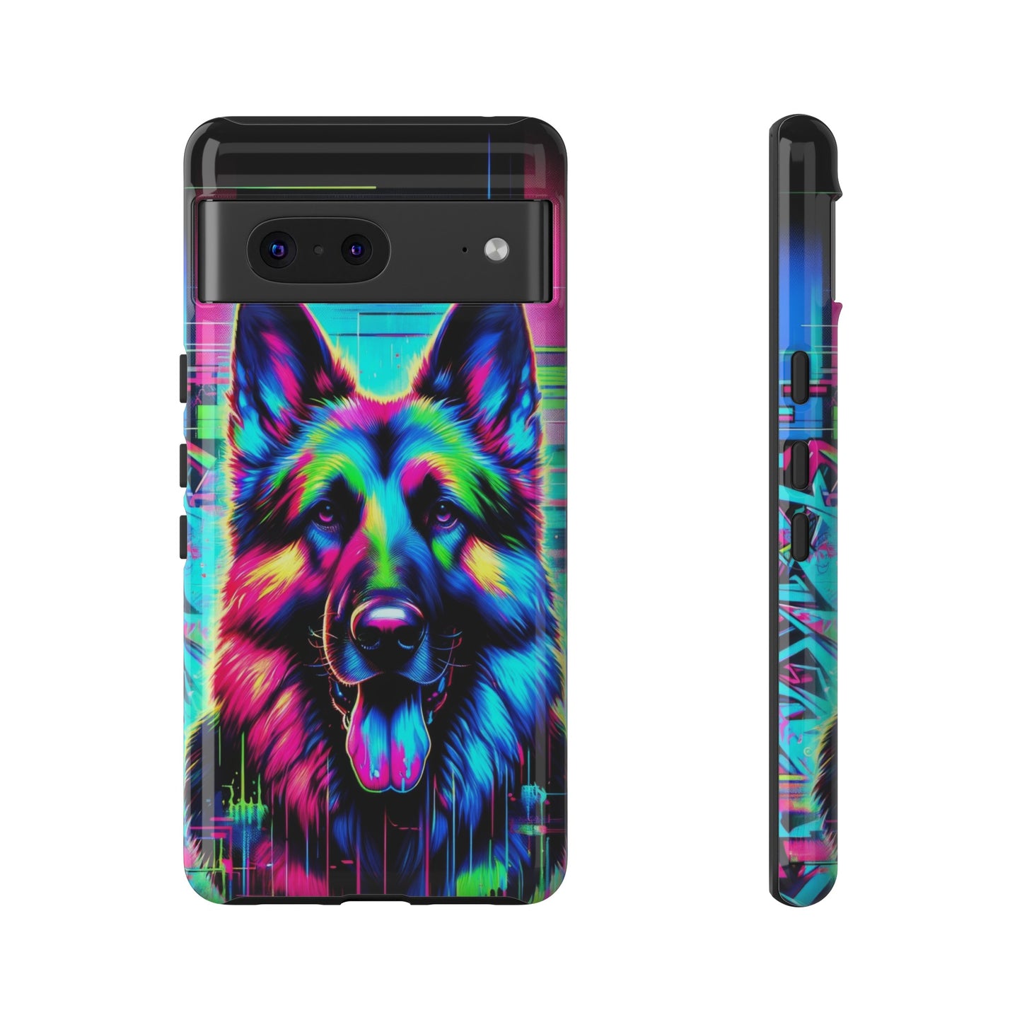 Neon graffiti German Shepherd Phone Case