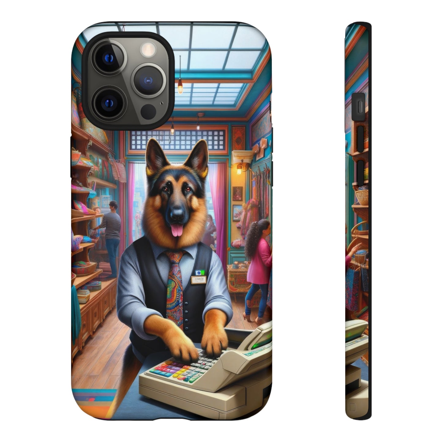 German Shepherd Operating a Cash Register Phone Case
