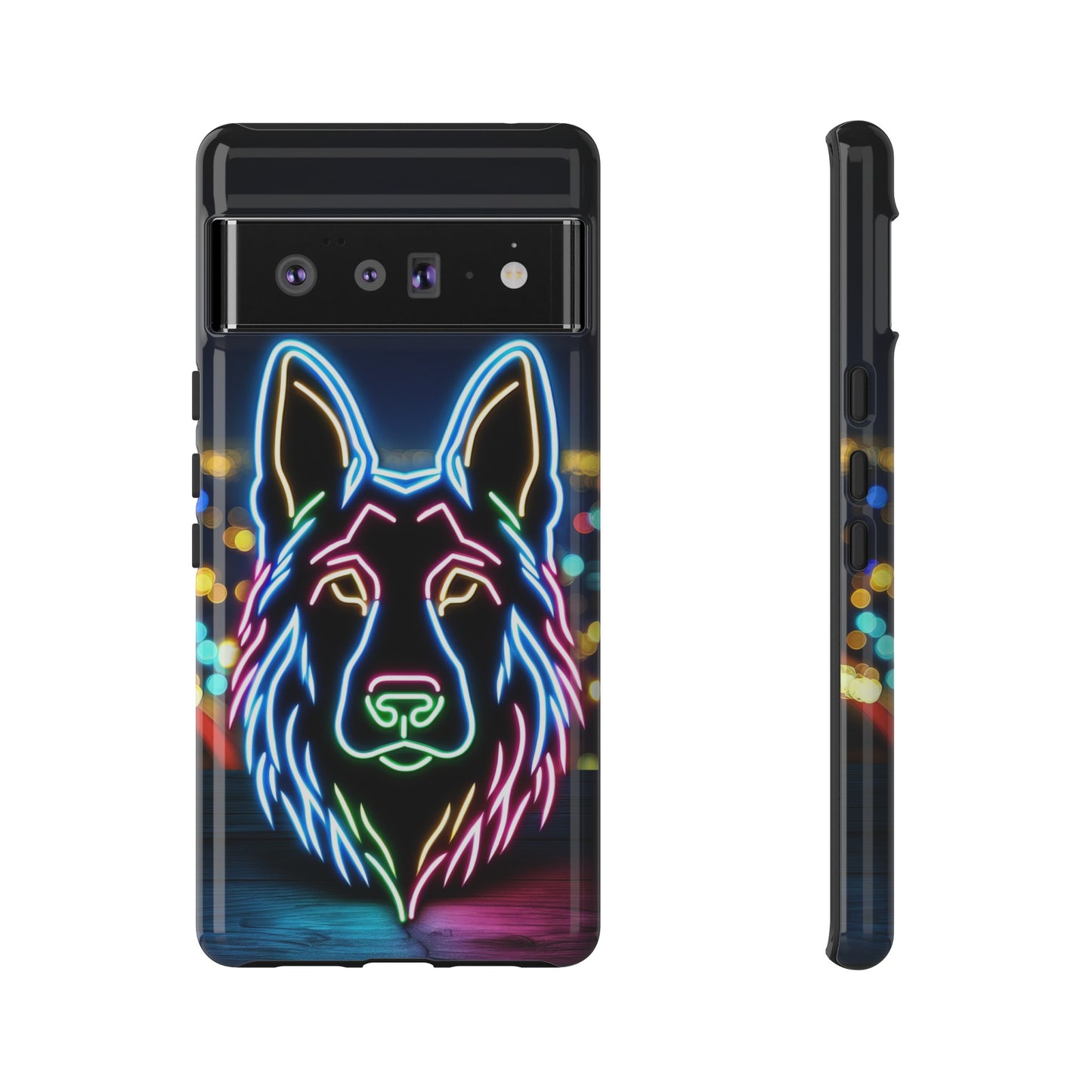 German Shepherd Neon Light Phone Case