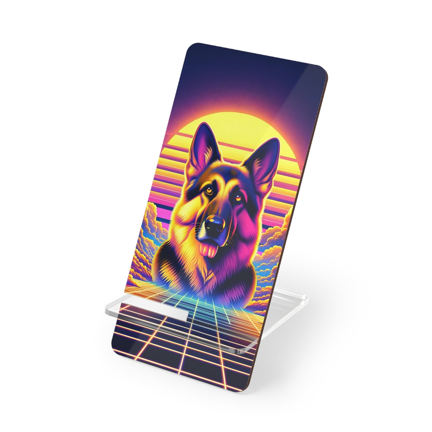 Vaporwave and golden hour German Shepherd Smartphone Stand