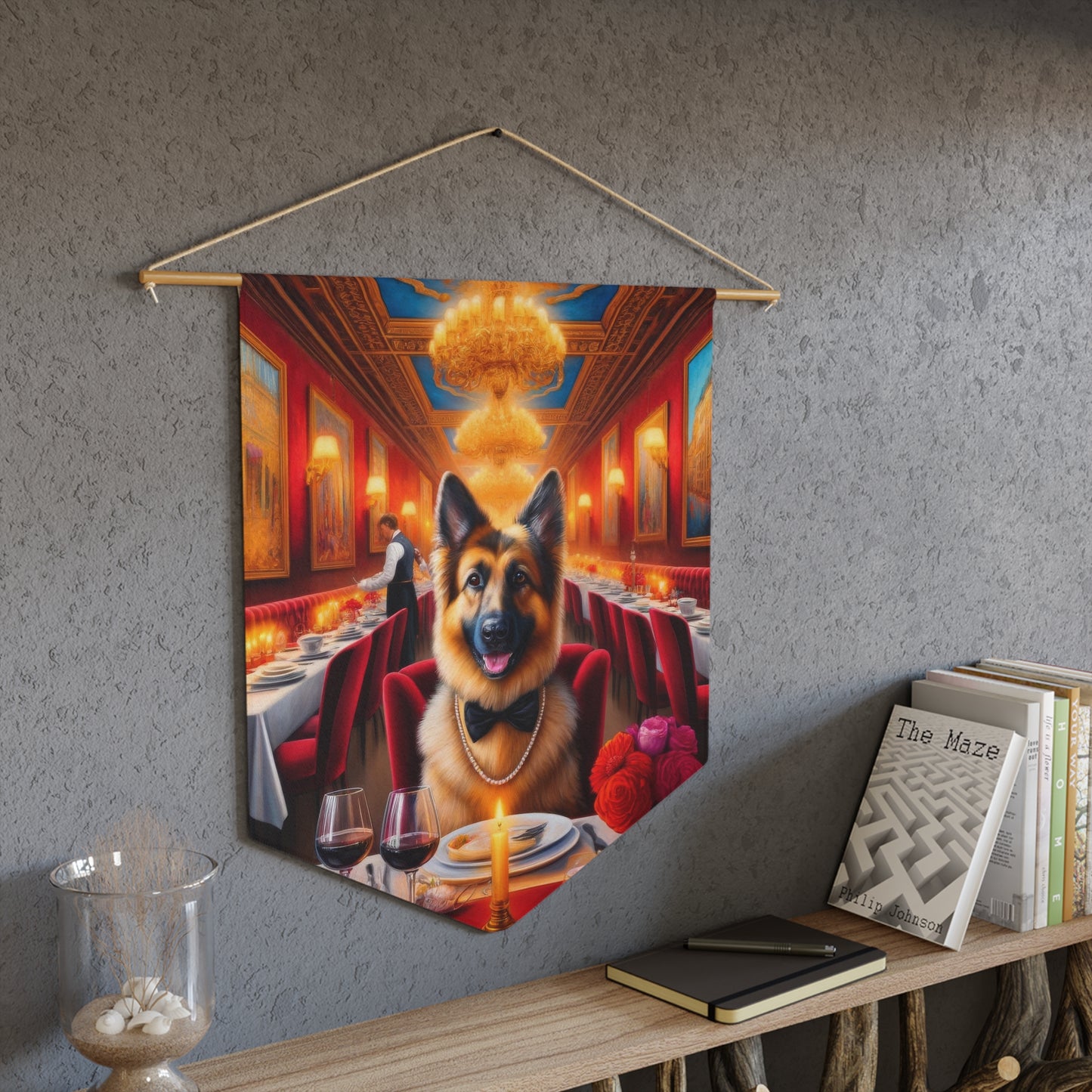 German Shepherd Eating at Restaurant Pennant