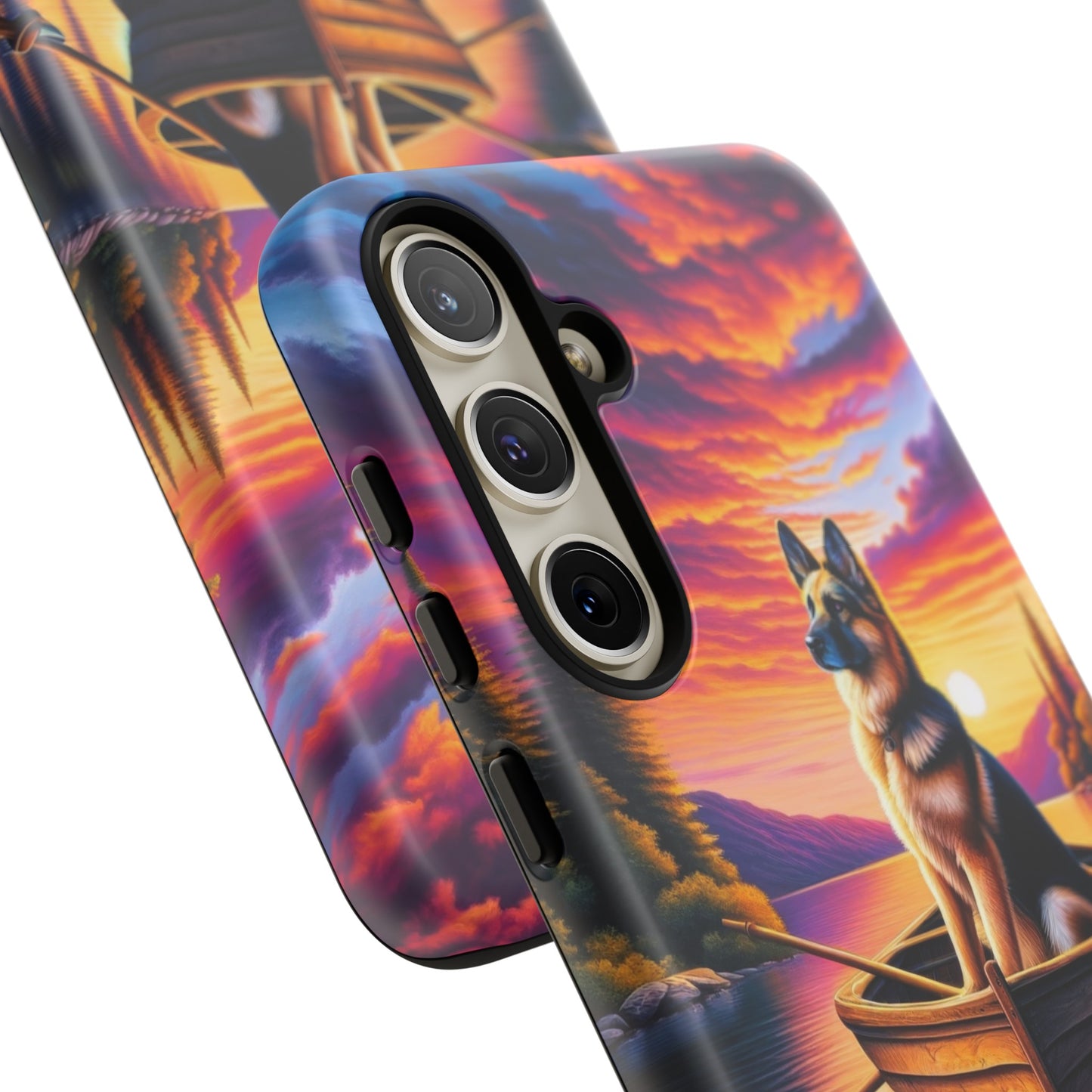 German Shepherd Rowing a boat Phone Case