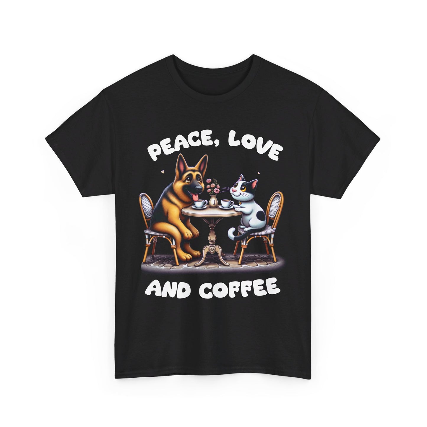 Peace Love and Coffee T-Shirt (13 Colors) (German Shepherd)