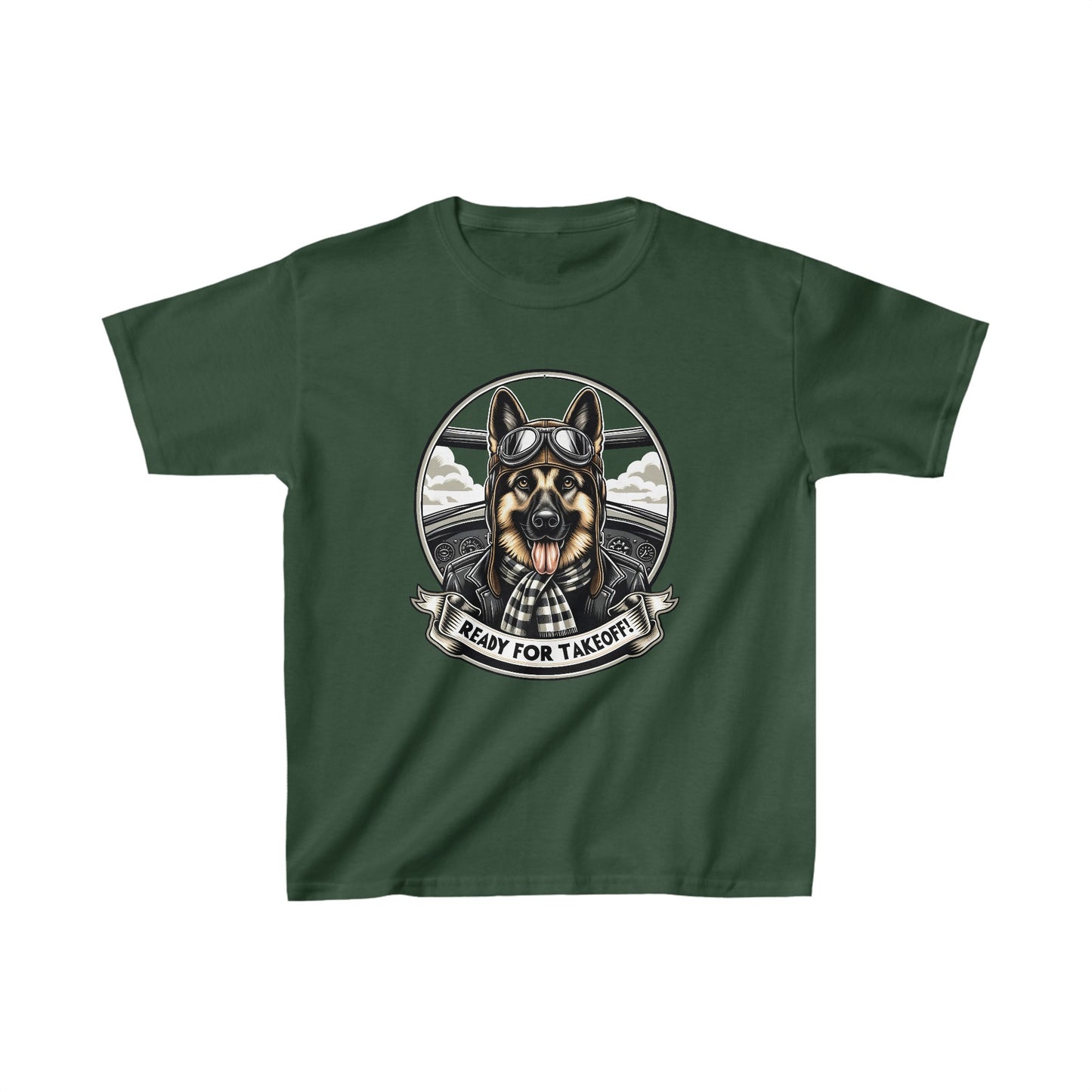 Ready for Takeoff! Kids Size T-Shirt (Multi colors) (German Shepherd)