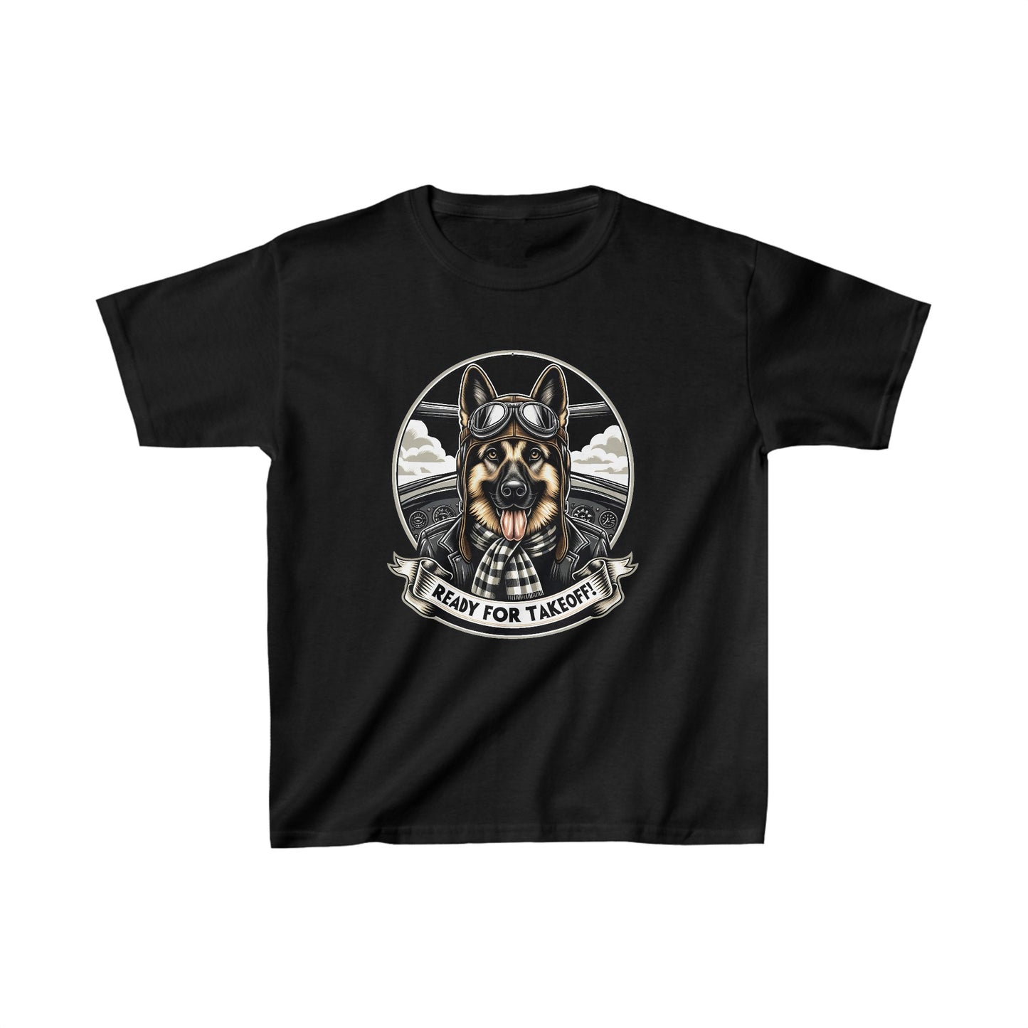 Ready for Takeoff! Kids Size T-Shirt (Multi colors) (German Shepherd)