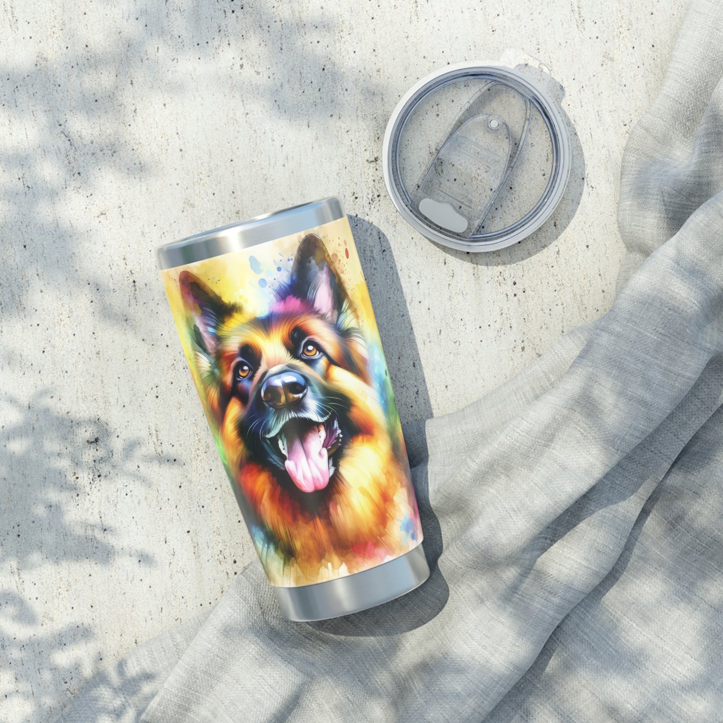 German Shepherd in Watercolor 20oz Tumbler