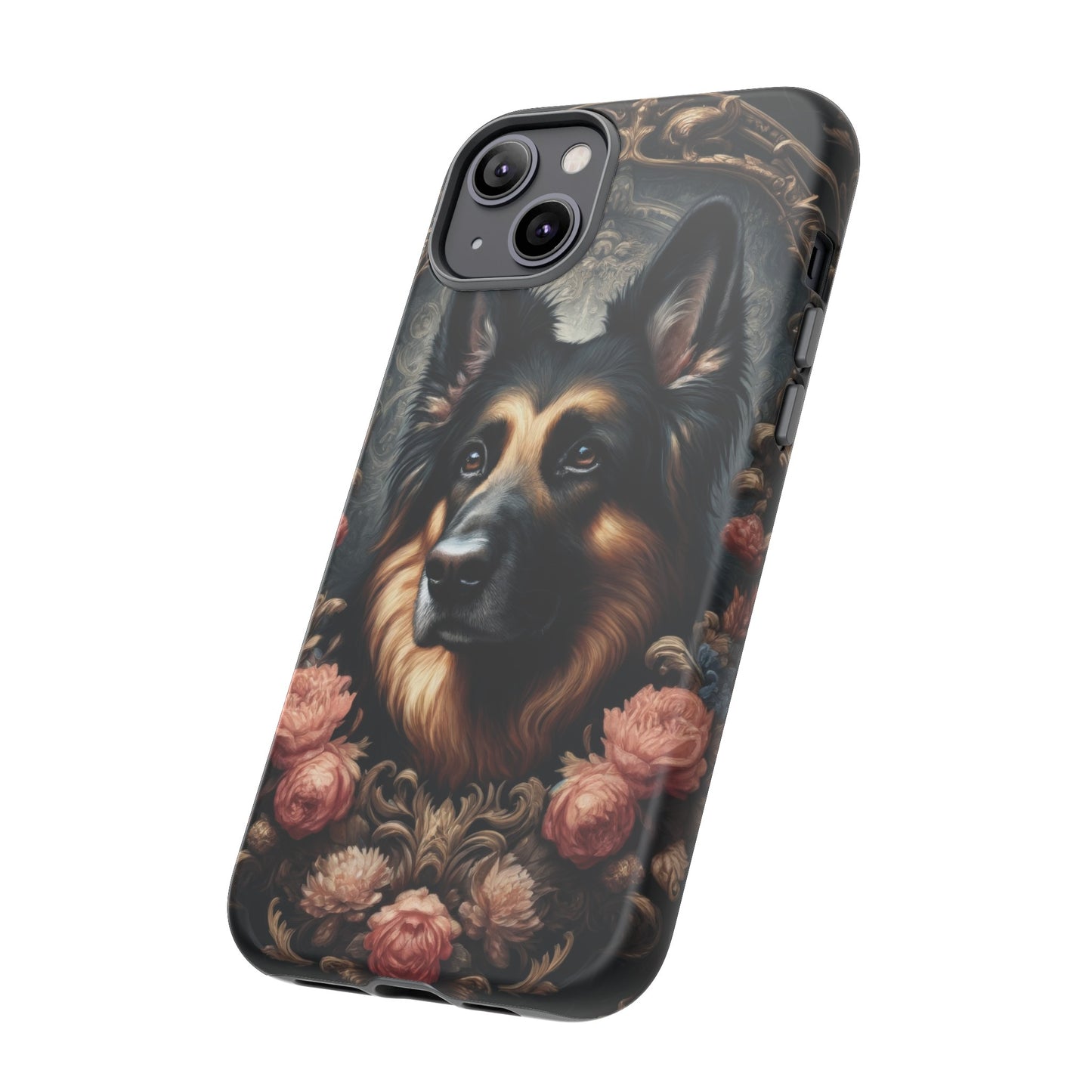 Gothic, high angle German Shepherd Phone Case