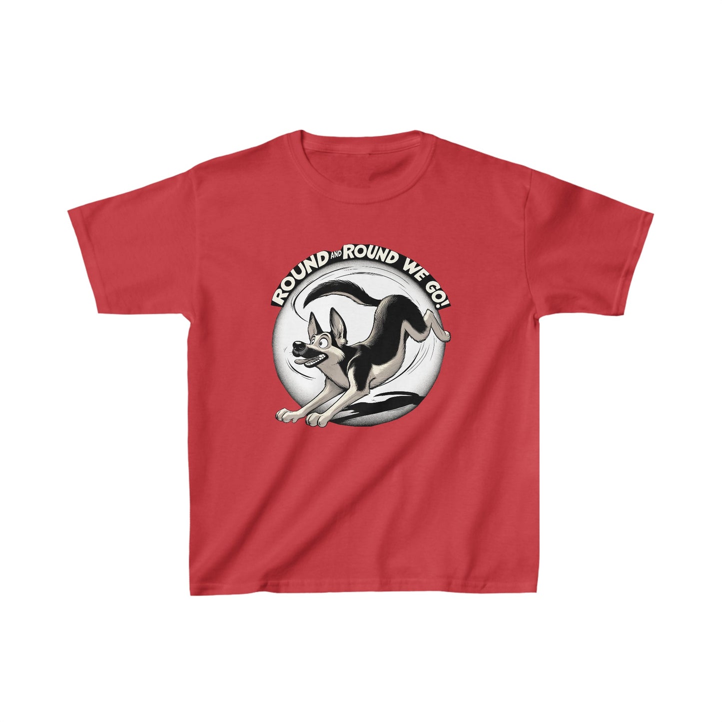 Round and Round We go! Kids Size T-Shirt (Multi colors) (German Shepherd)