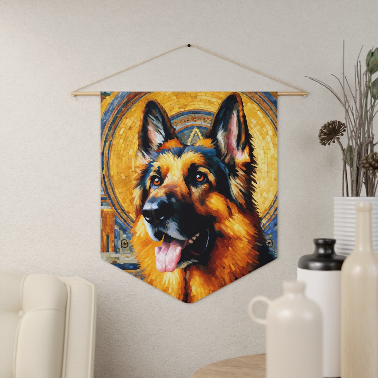 Neo-impressionist German Shepherd Pennant