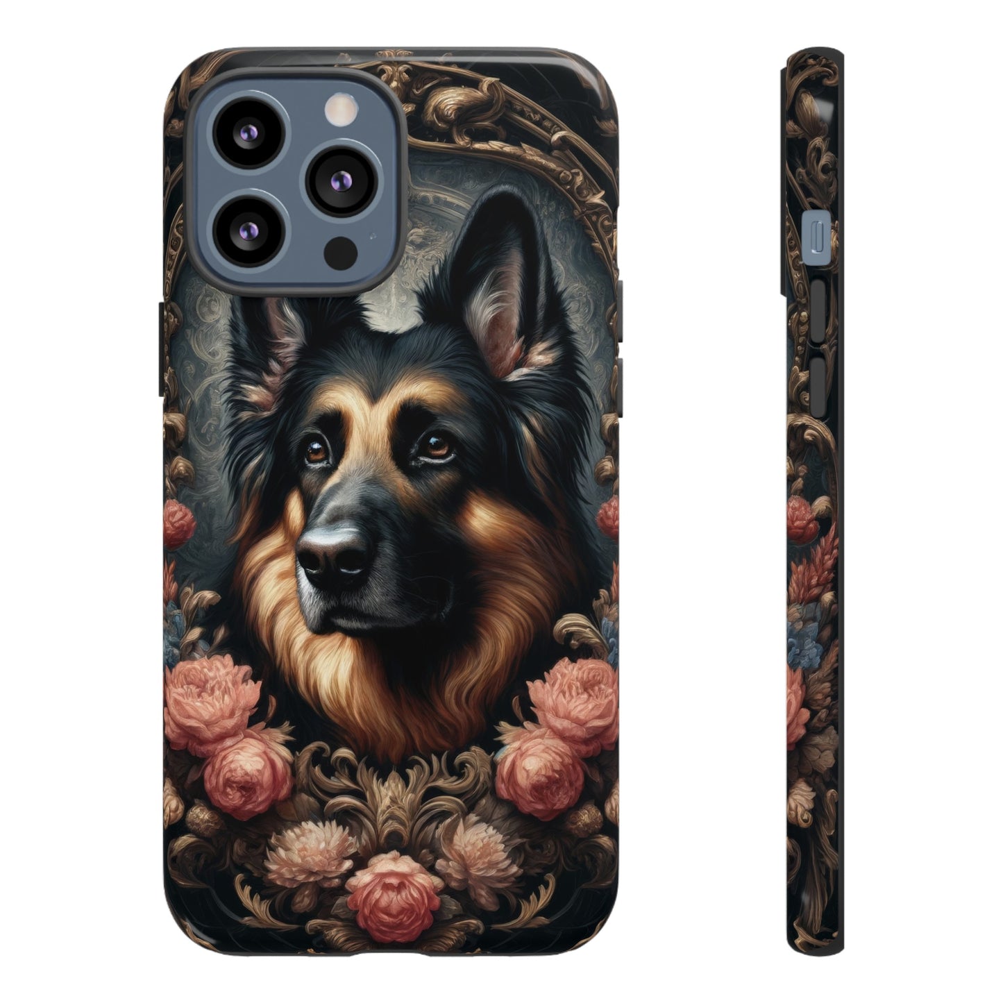 Gothic, high angle German Shepherd Phone Case