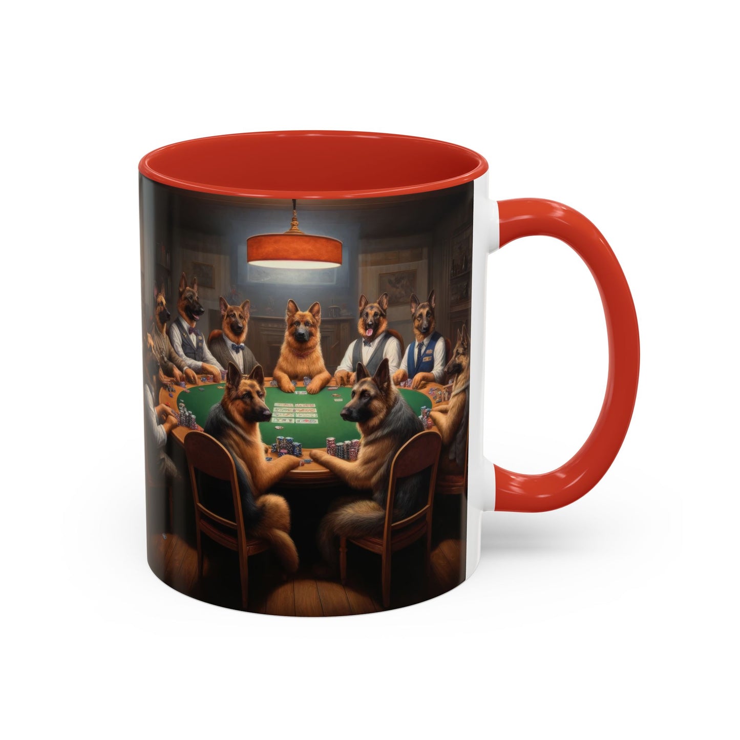 German Shepherds Playing Poker Accent Coffee Mug, 11oz