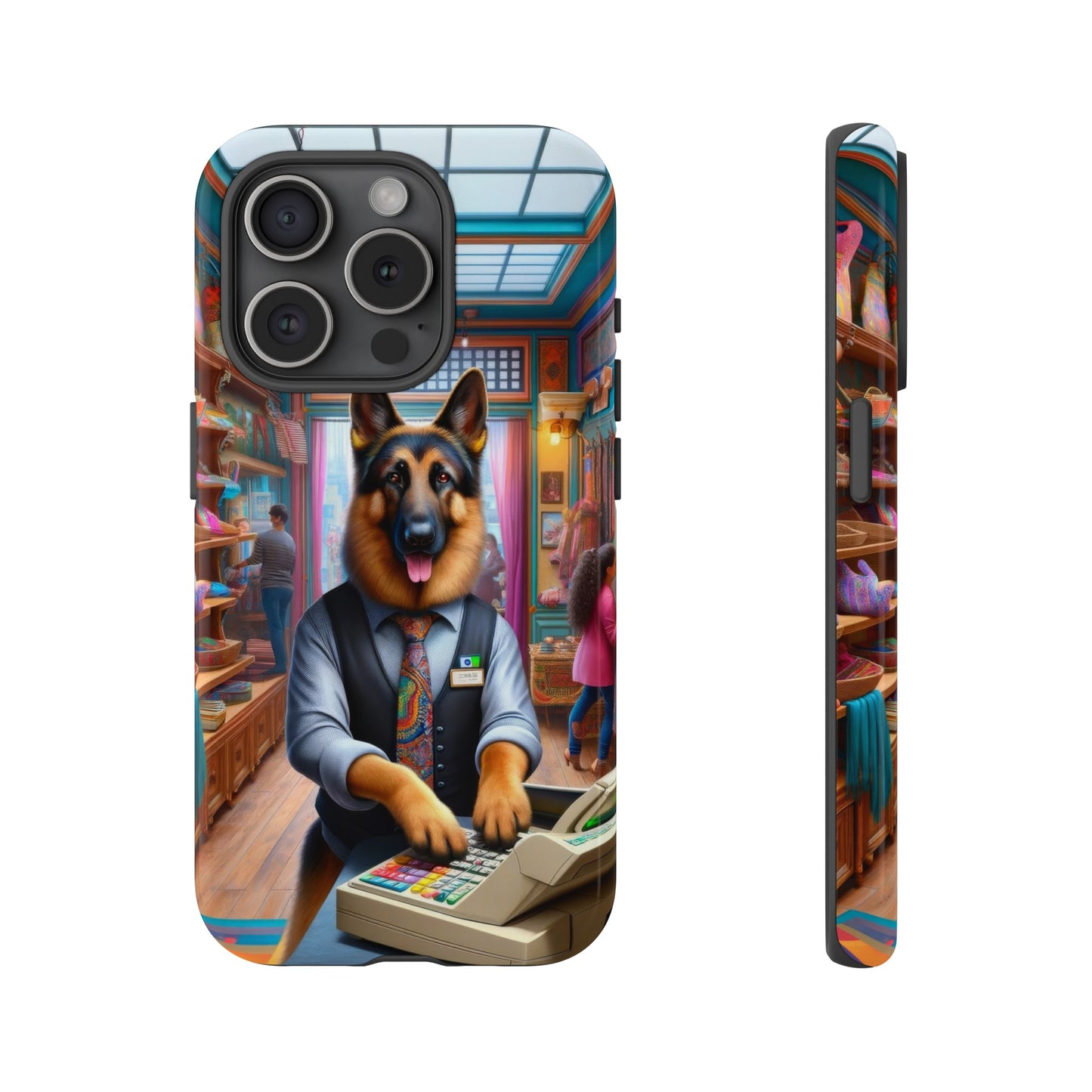 German Shepherd Operating a Cash Register Phone Case