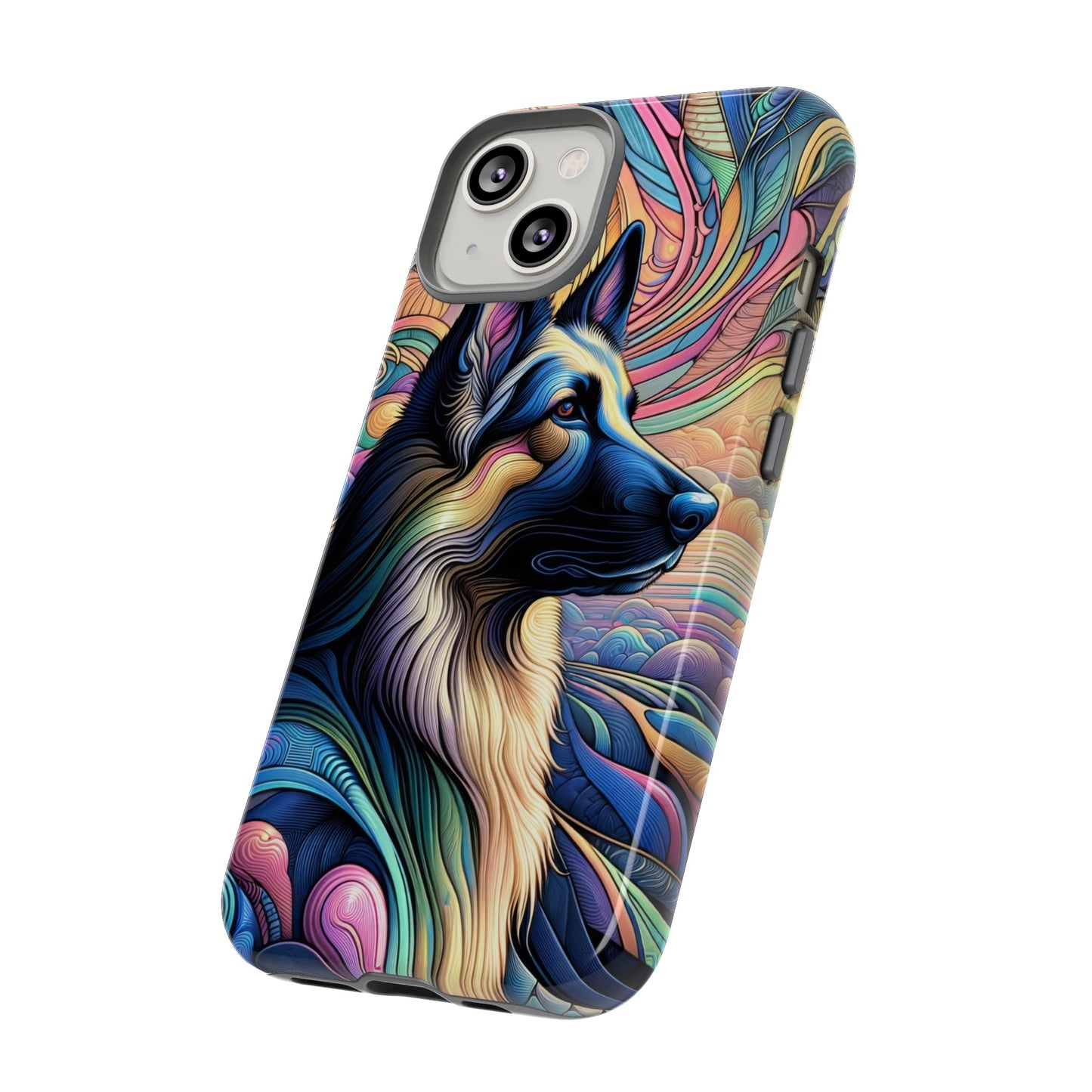 Art nouveau and vaporwave German Shepherd Phone Case