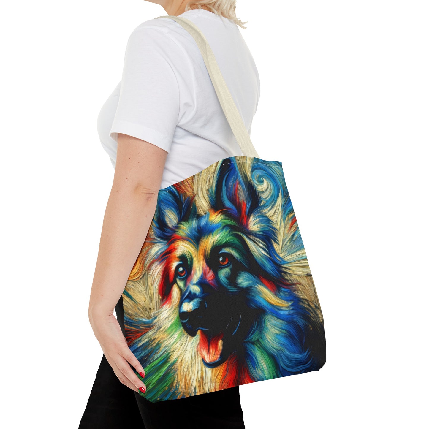 Fauvism scratchboard technique German Shepherd Tote Bag