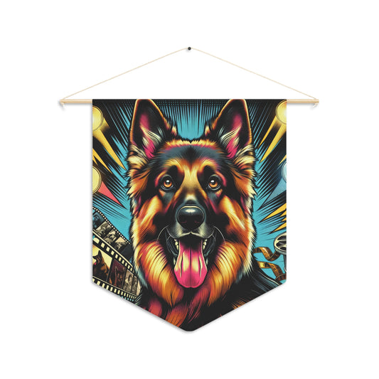 Comic book style German Shepherd Pennant