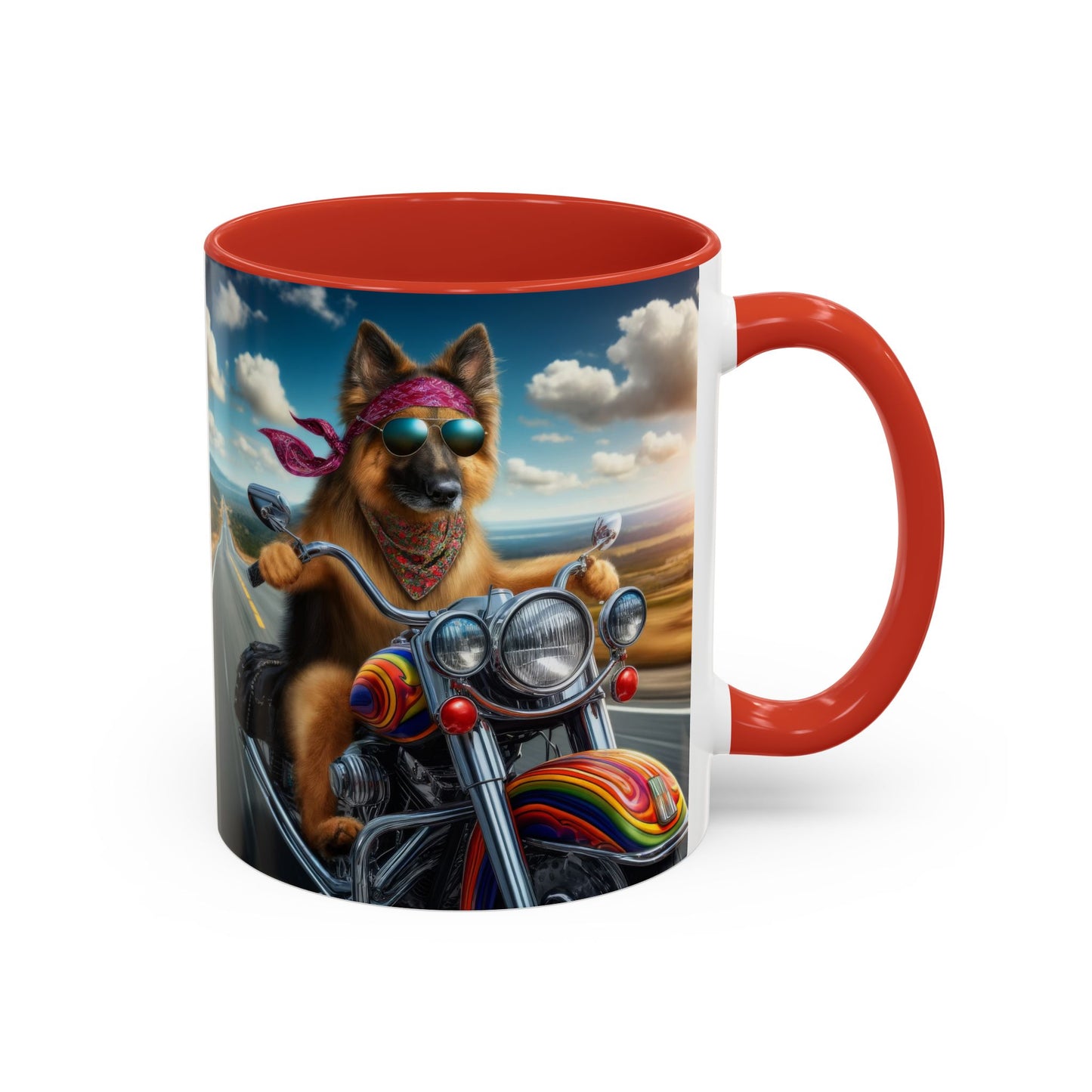 German Shepherd Riding a Motorcycle Coffee Mug