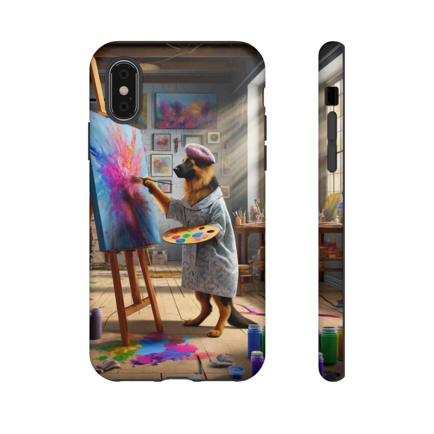 German Shepherd Painting on a Canvas Phone Case