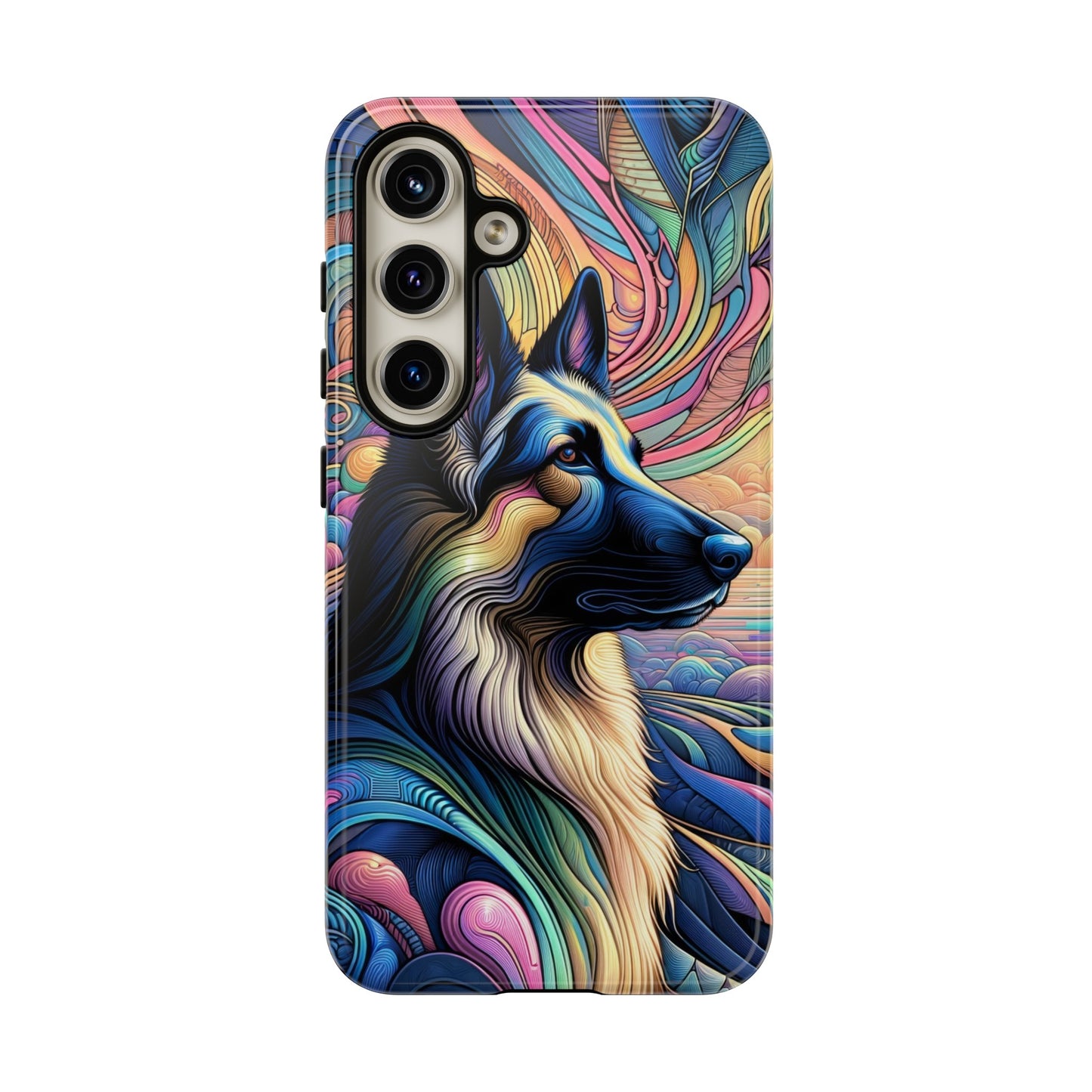 Art nouveau and vaporwave German Shepherd Phone Case