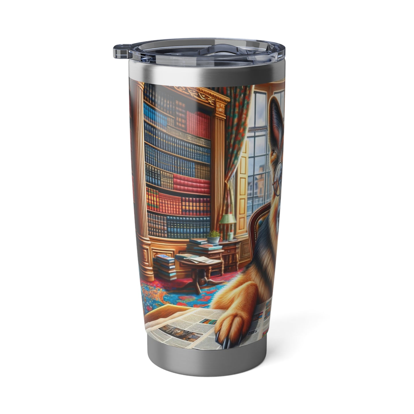 German Shepherd Reading a Newspaper 20oz Tumbler