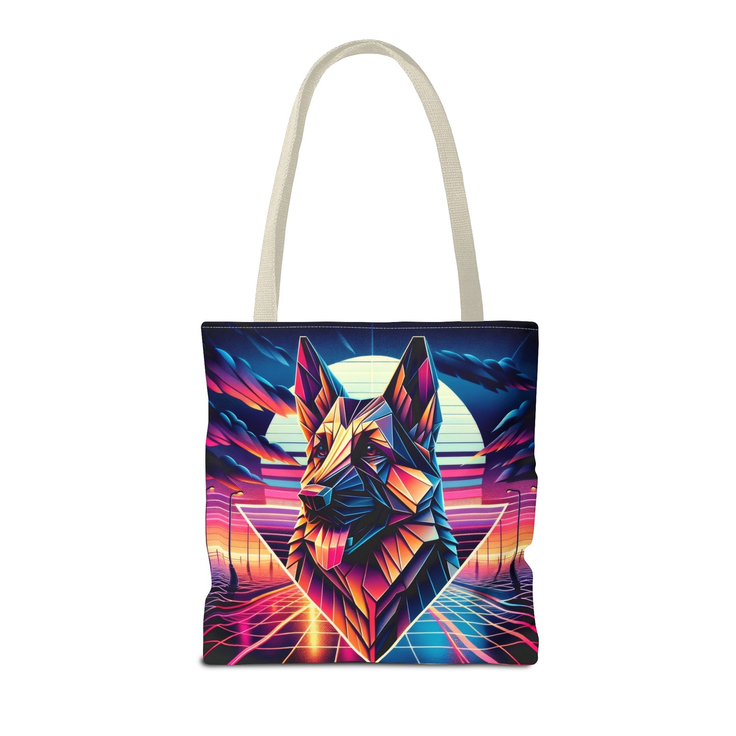 Origami and polyart German Shepherd Tote Bag