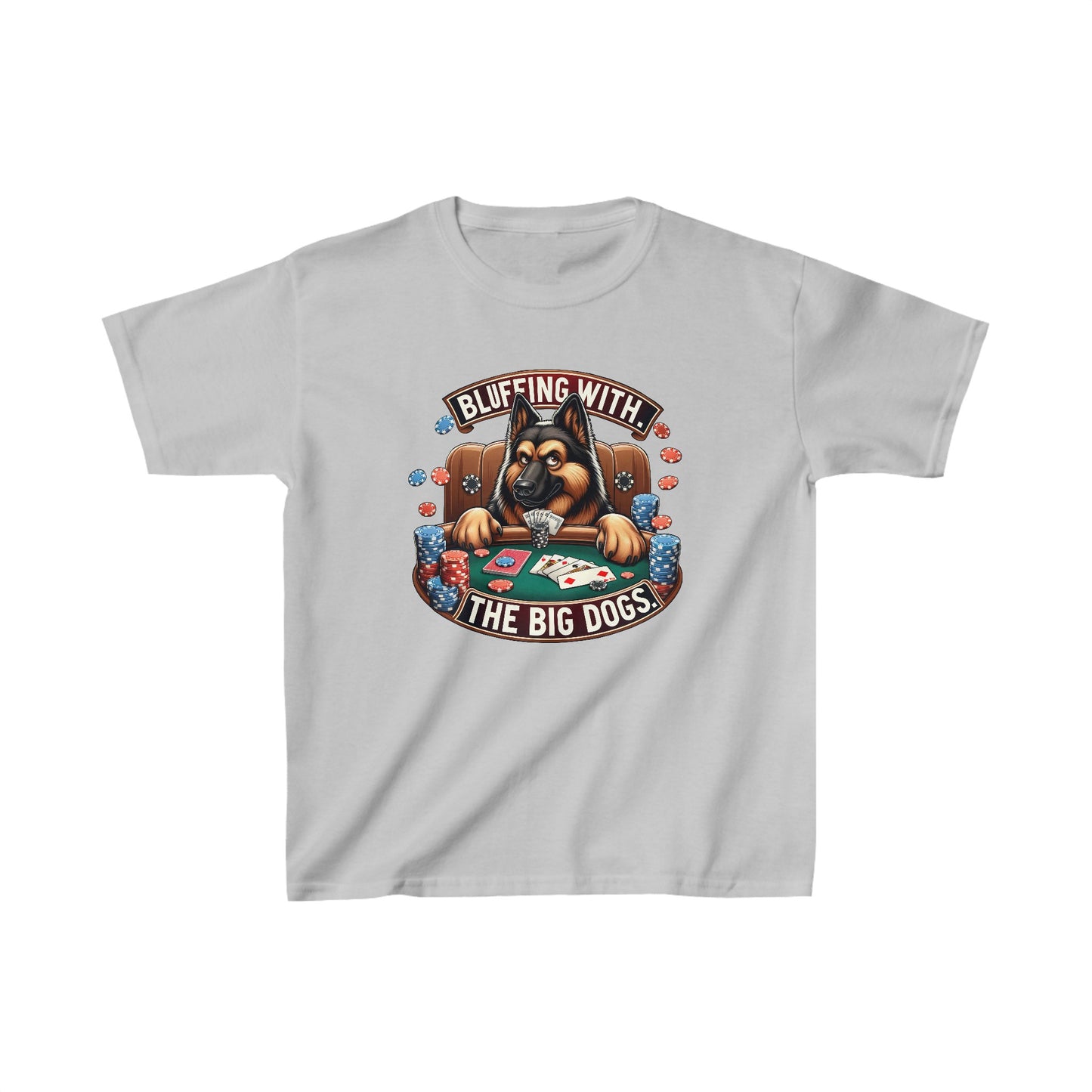 Bluffing with the Big Dogs. Kids Size T-Shirt (Multi colors) (German Shepherd)