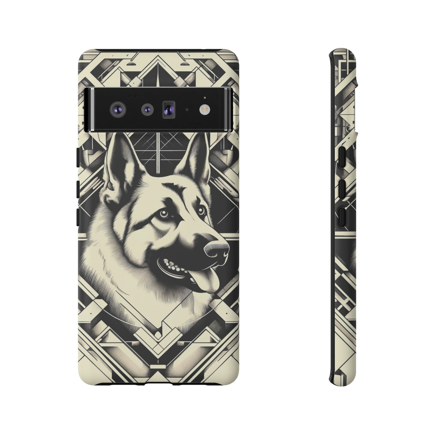 Constructivism and etching style German Shepherd Phone Case