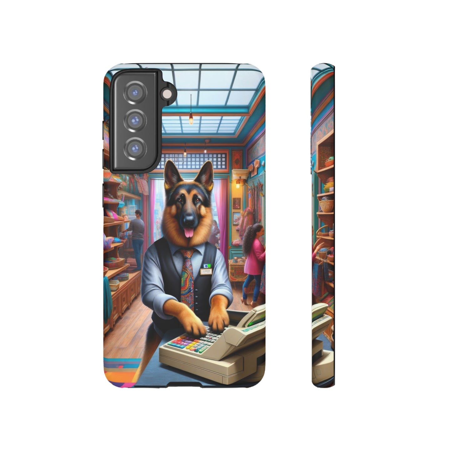 German Shepherd Operating a Cash Register Phone Case
