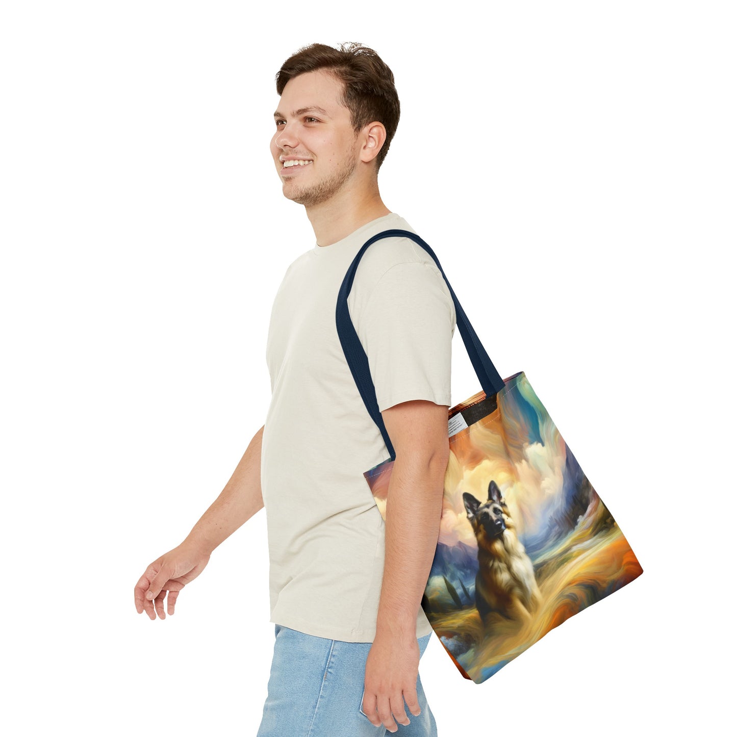 German Shepherd in an impressionist and surreal landscape Tote Bag