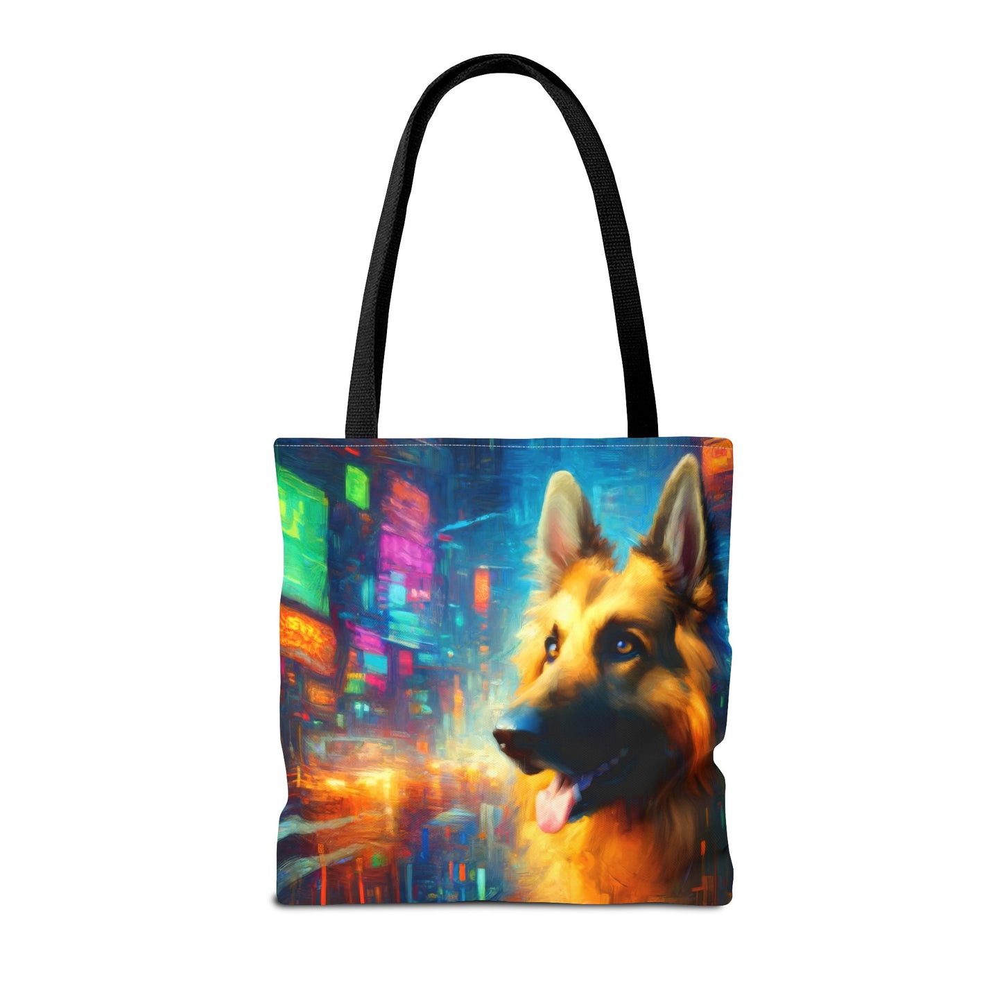 Impressionism meets cyberpunk German Shepherd Tote Bag