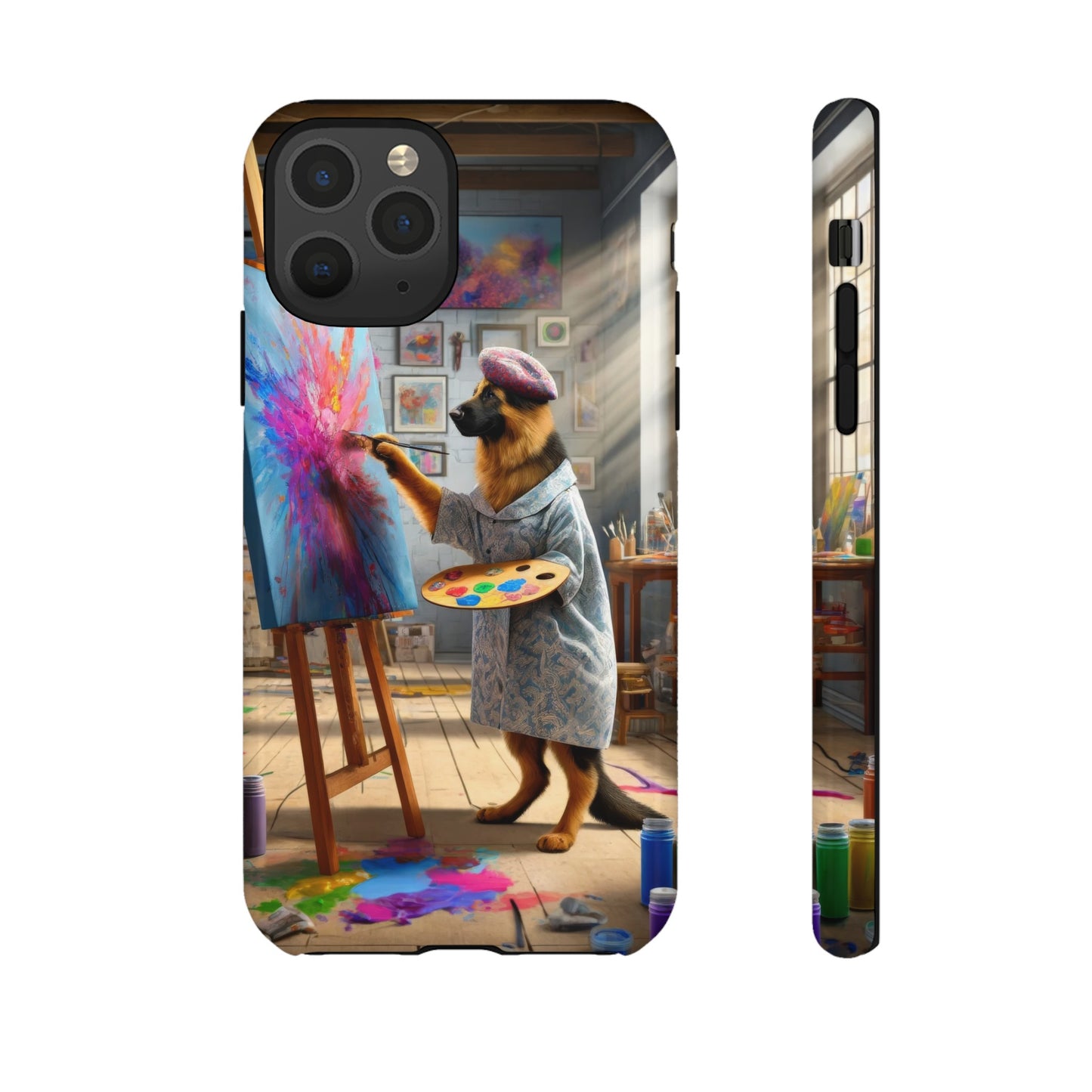 German Shepherd Painting on a Canvas Phone Case