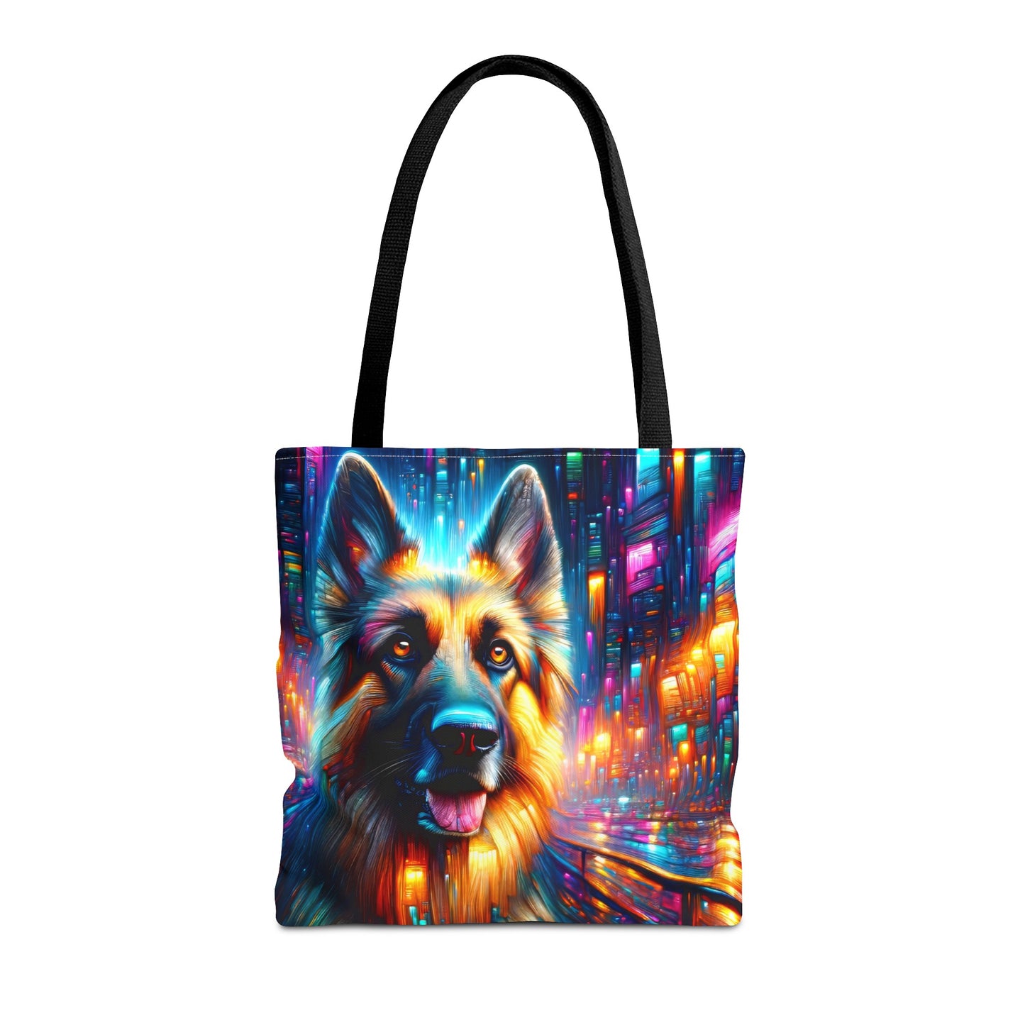 Neon light German Shepherd Tote Bag