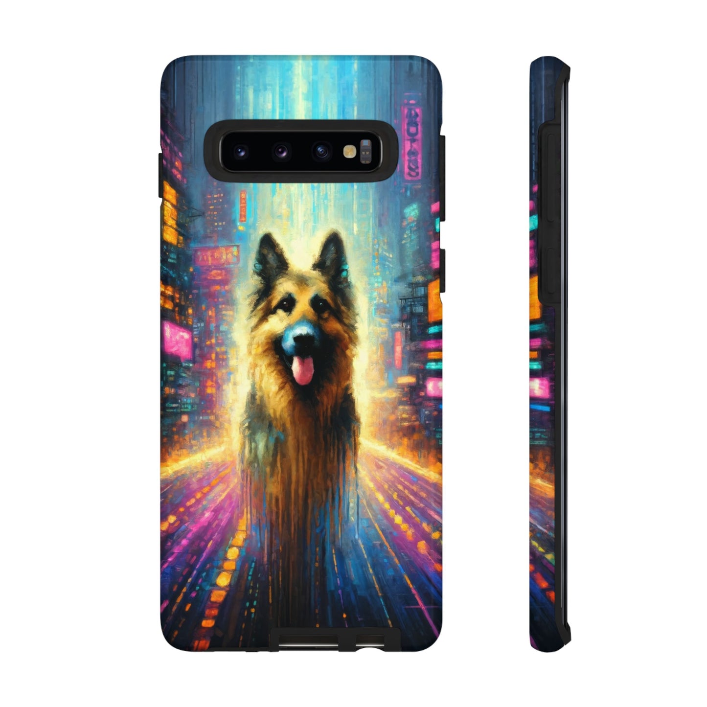 Impressionism meets cyberpunk German Shepherd Phone Case