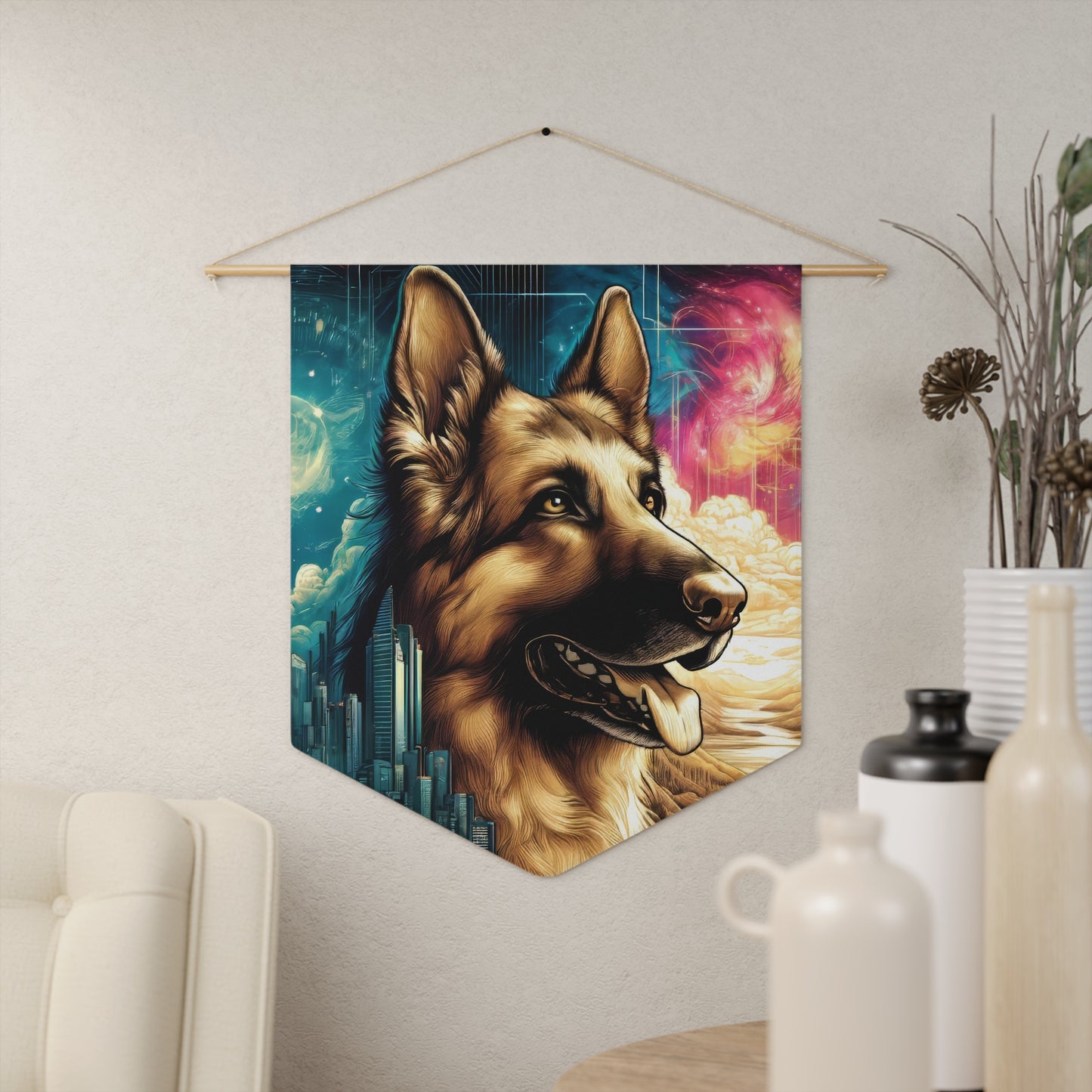 Dreamy fantasy German Shepherd Pennant