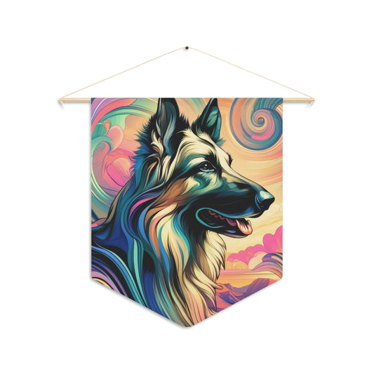 Art nouveau and vaporwave German Shepherd Pennant